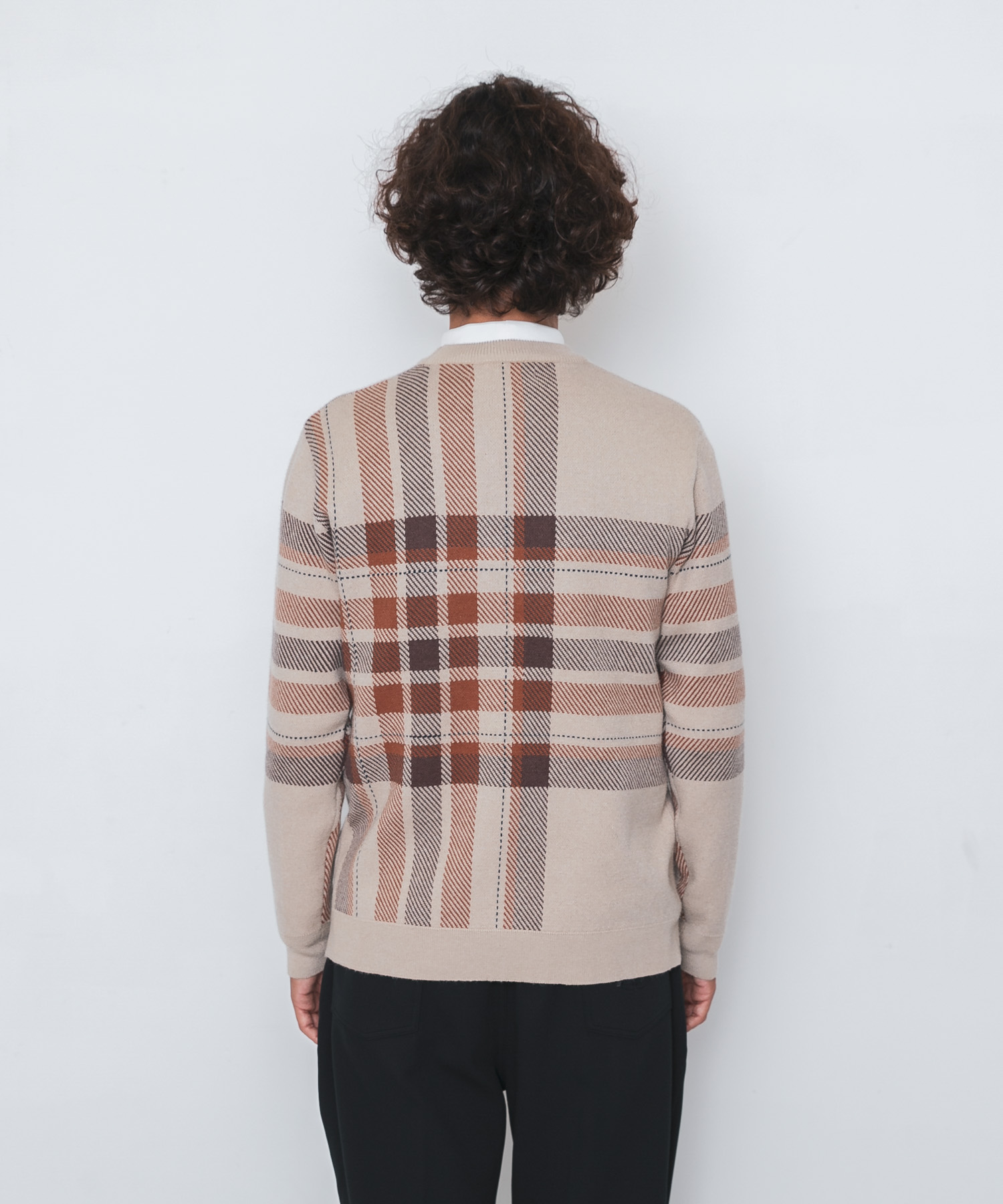 OOPS　ビッグチェックニット BEIGE M
