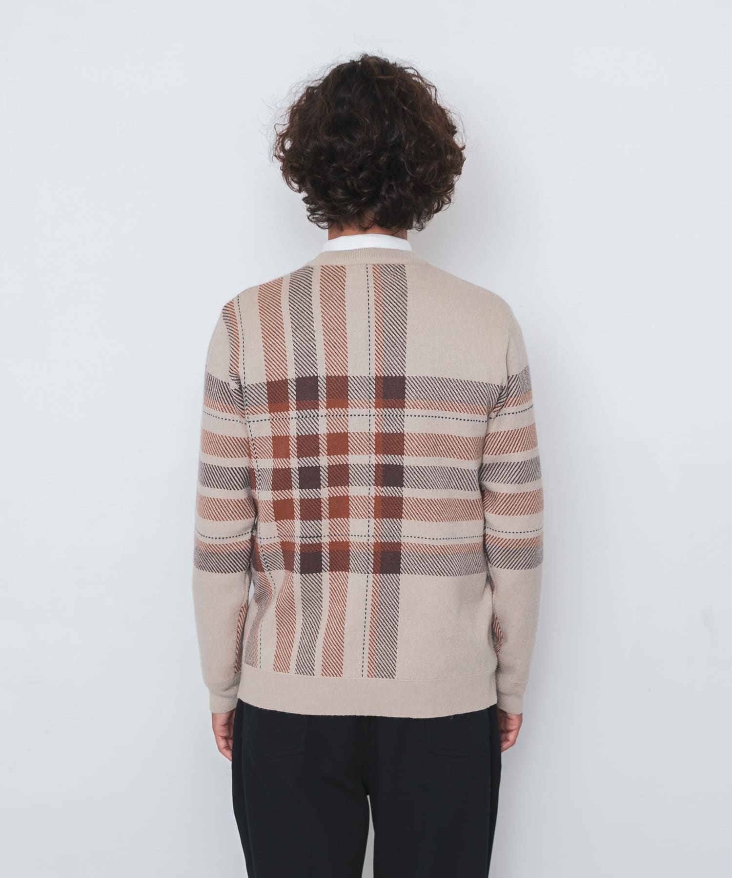 OOPS　ビッグチェックニット BEIGE M