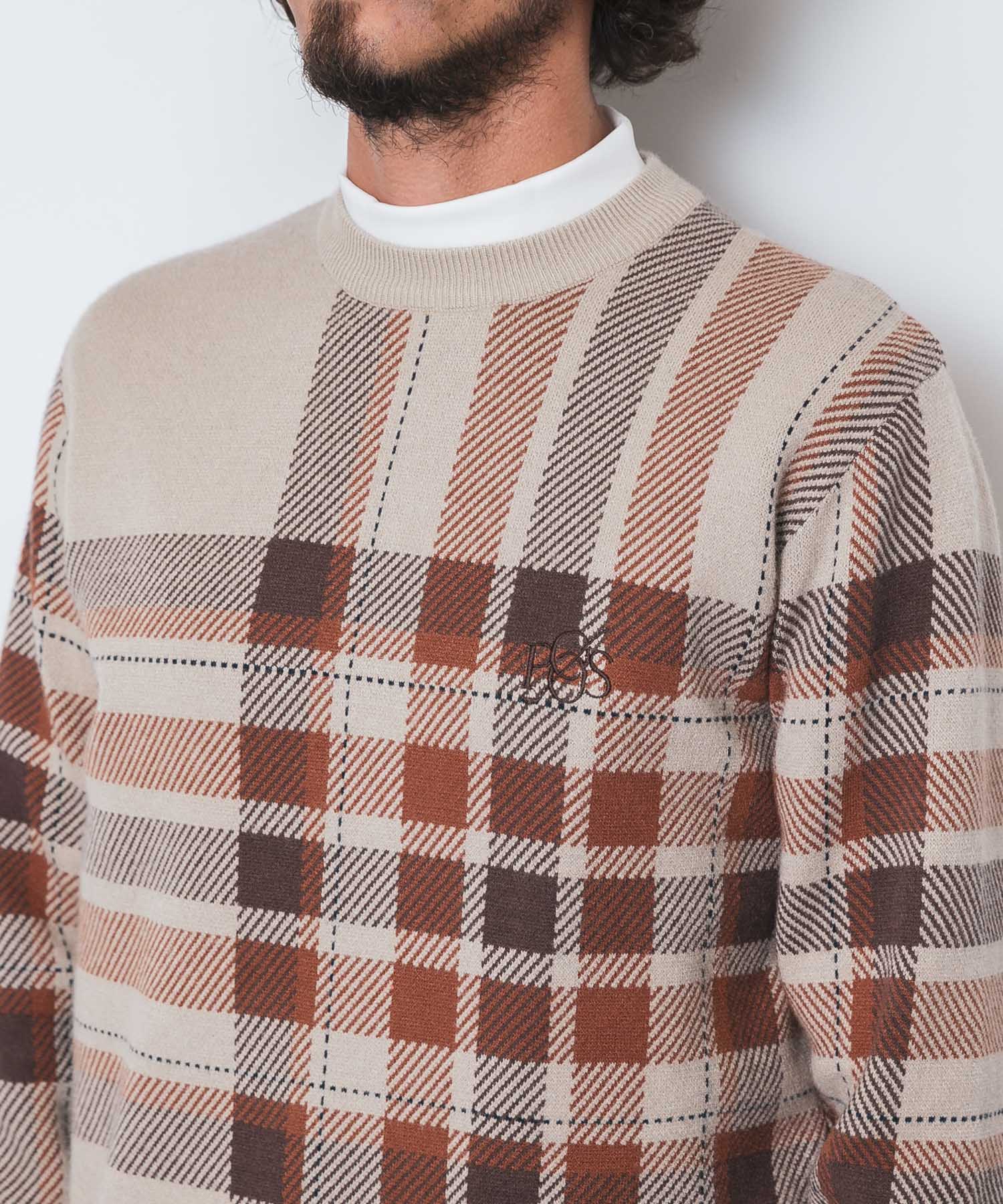 OOPS　ビッグチェックニット BEIGE M