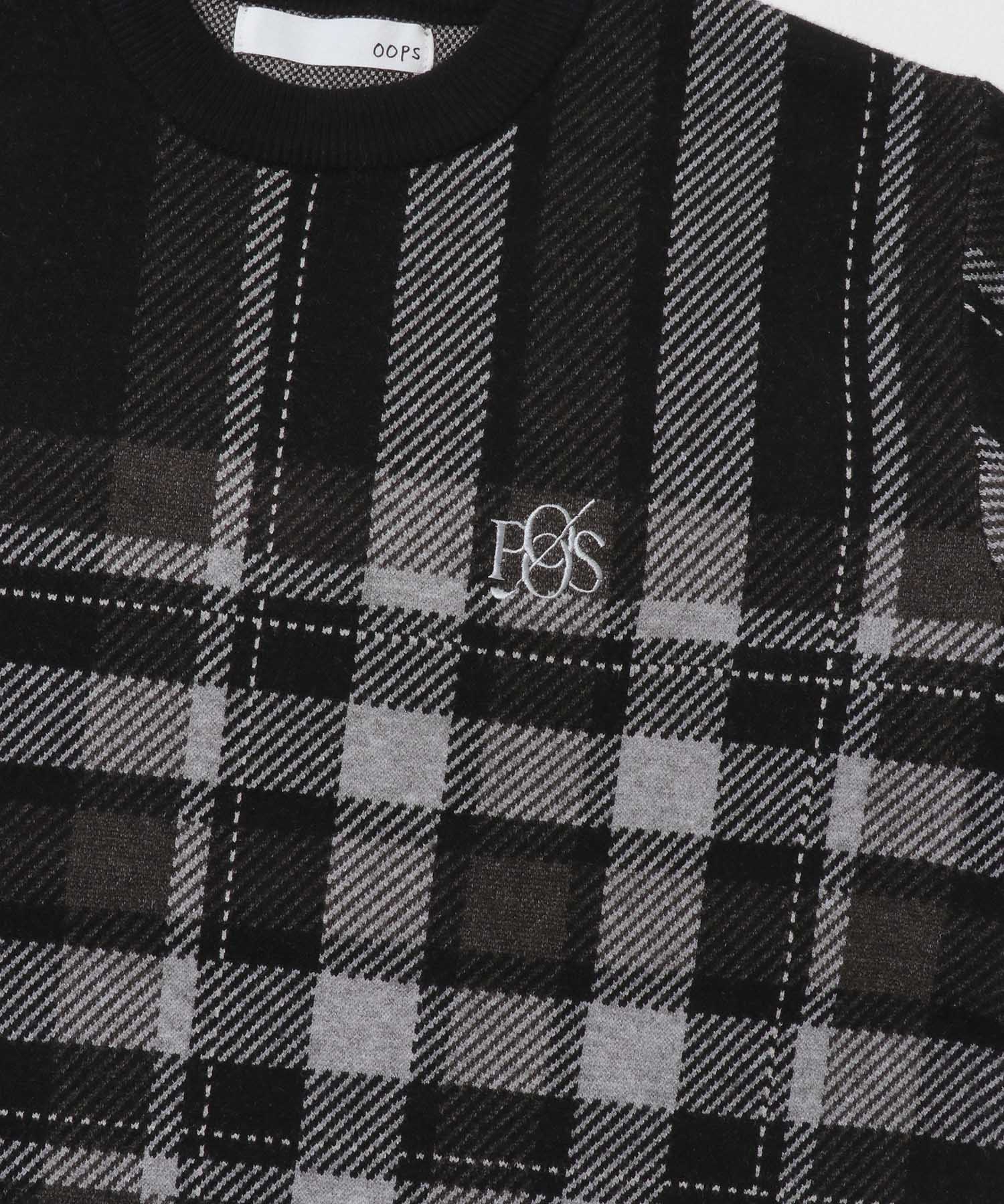 OOPS　ビッグチェックニット BLACK M