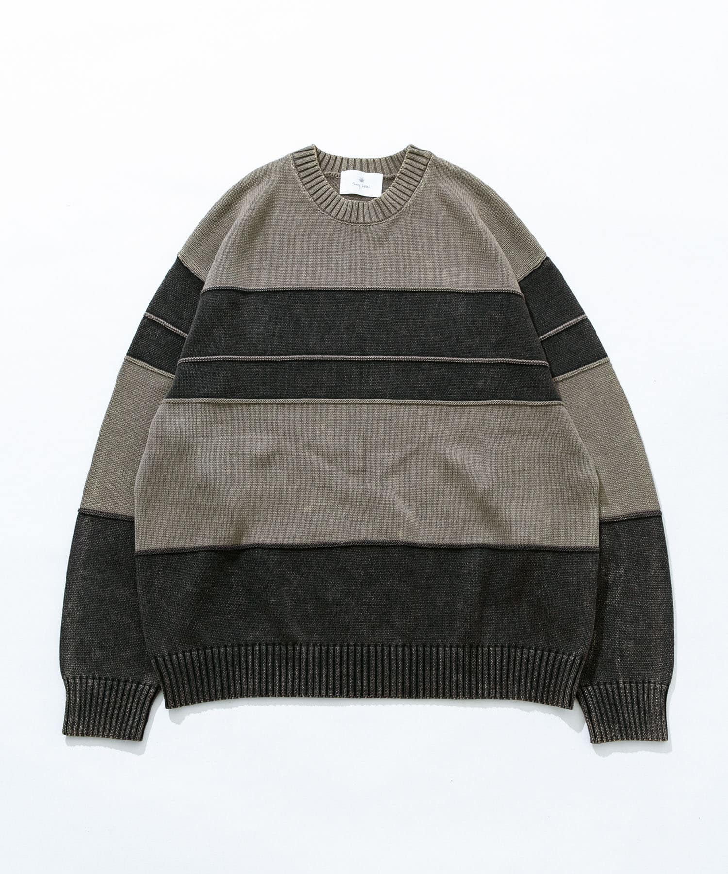 ピグメントパネルボーダーニット