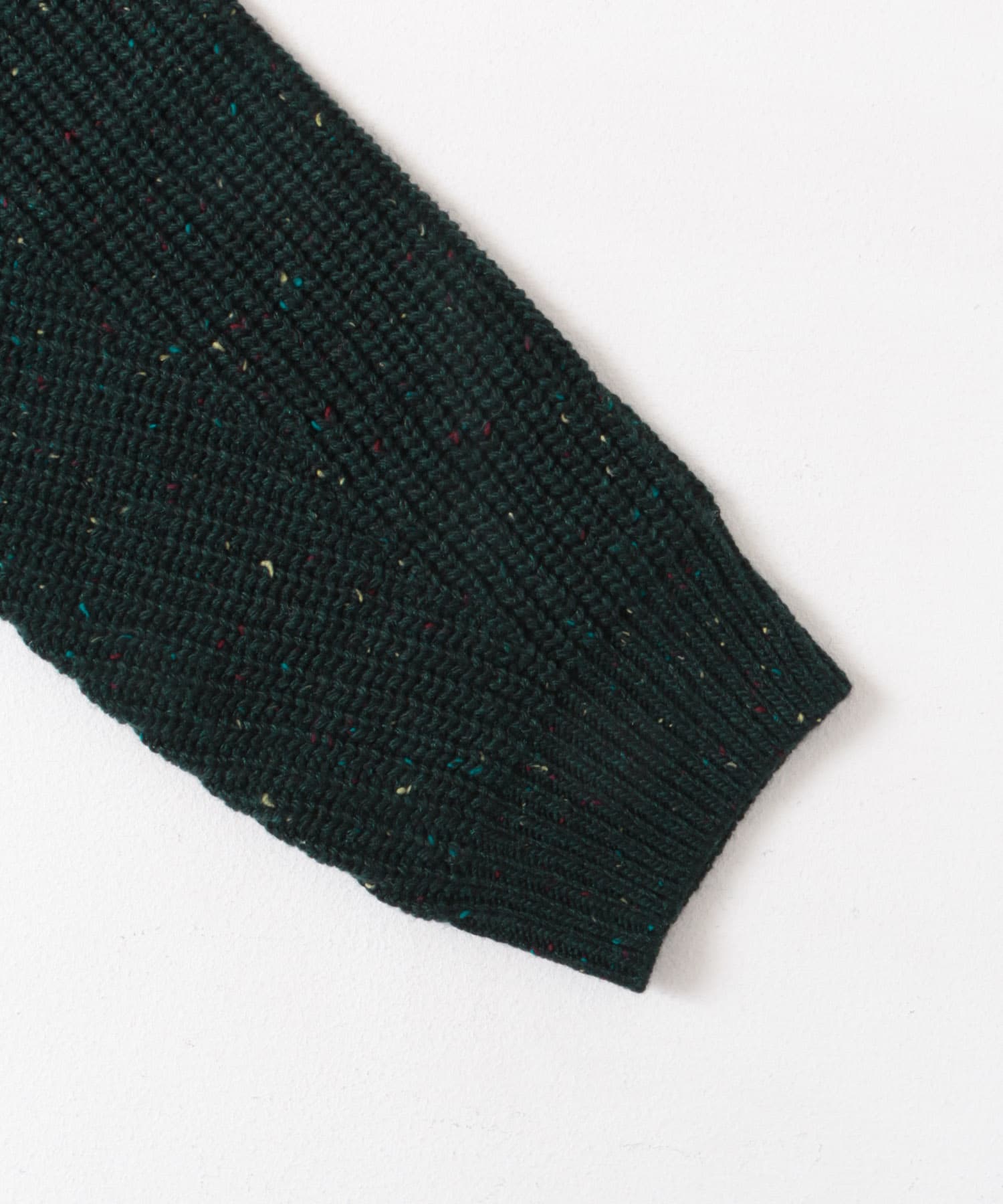 ウォッシャブルウール混クルーネックニット グリーン M