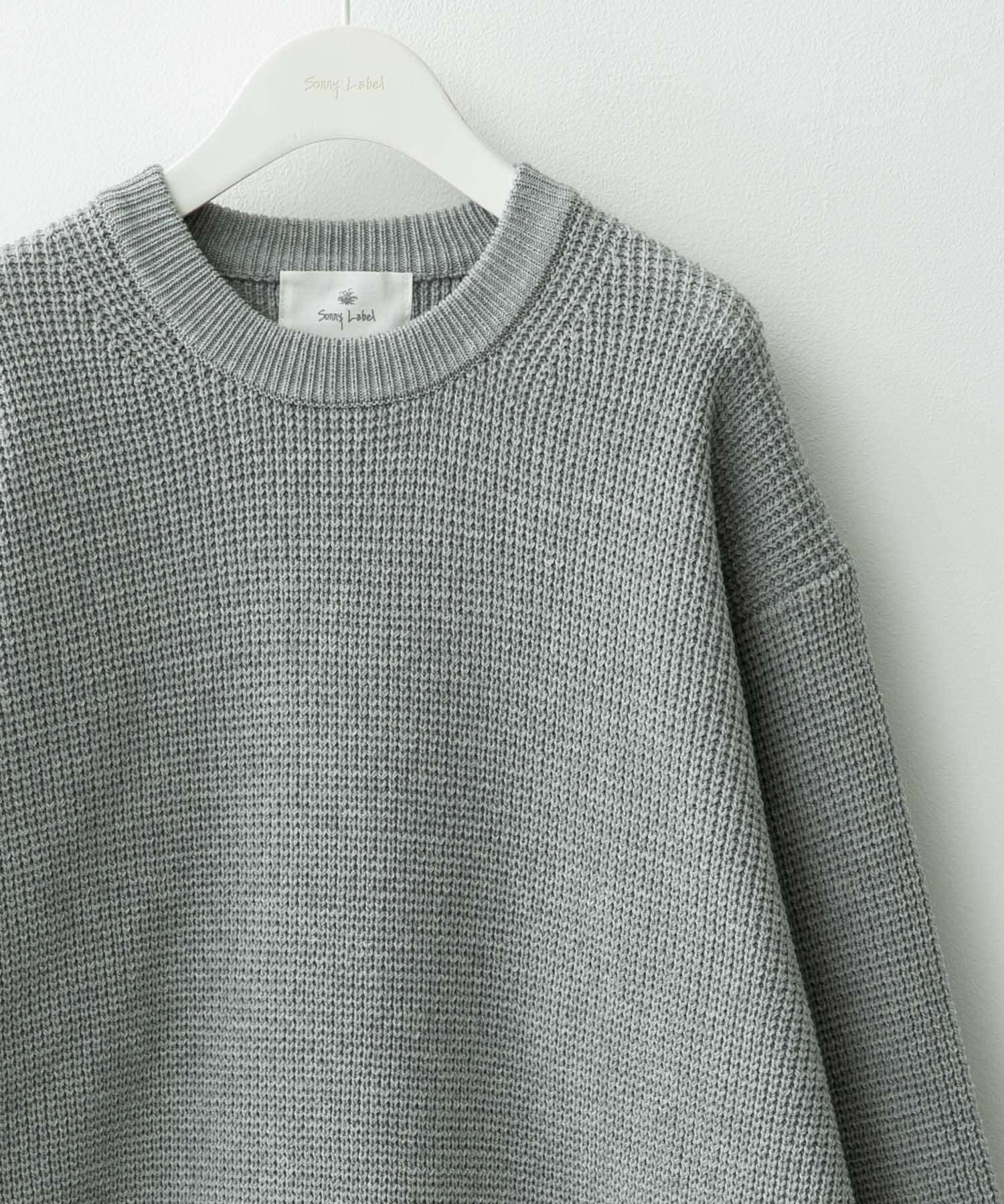 ウォッシャブルワッフルニットプルオーバー グレー M