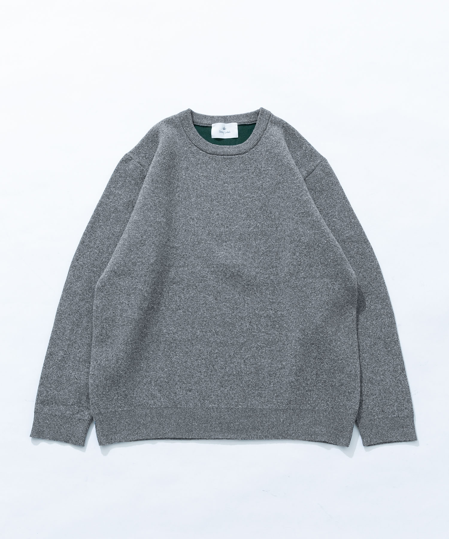 抗ピルウォッシャブルクルーネックニット グレー M