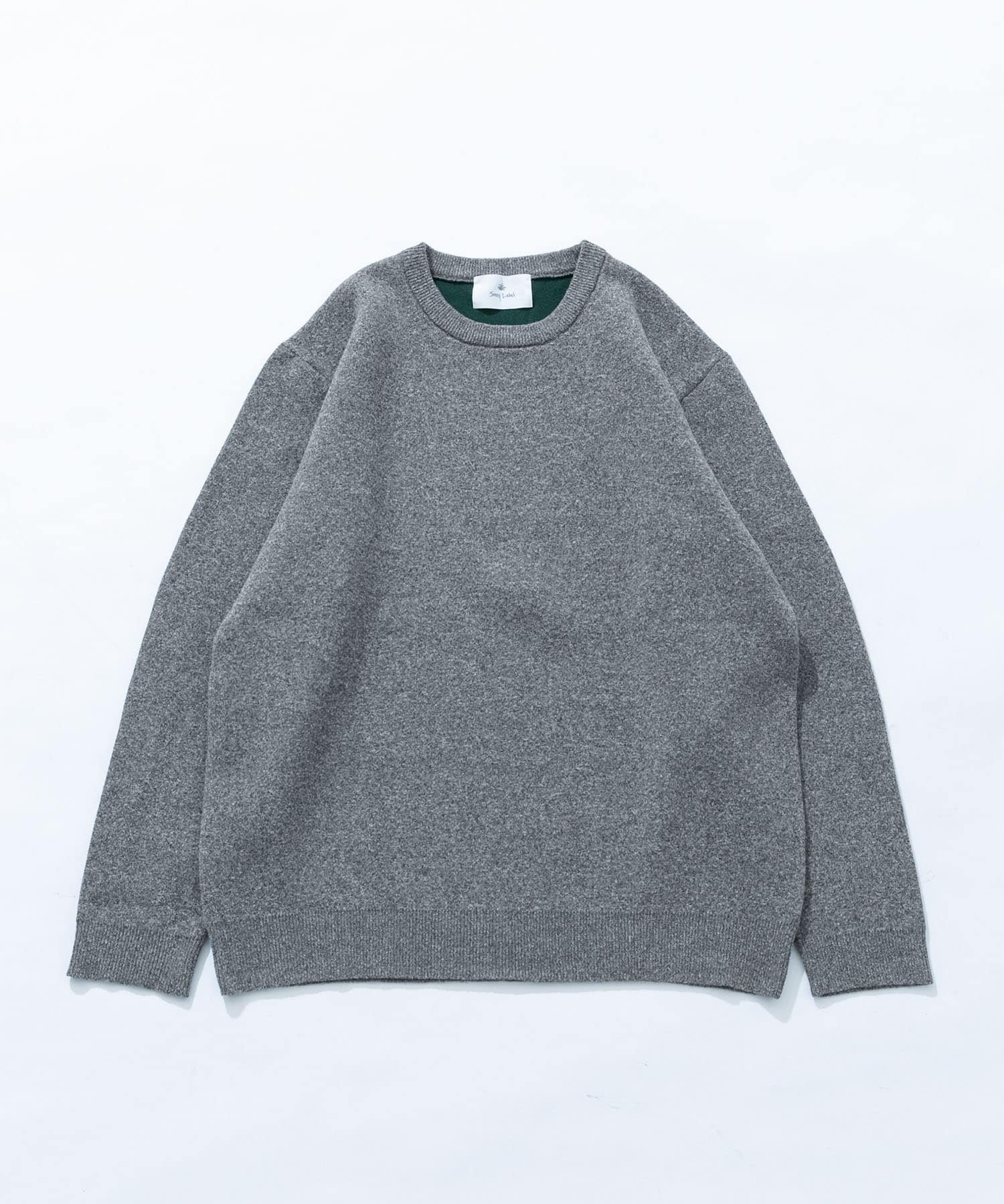 抗ピルウォッシャブルクルーネックニット グレー L