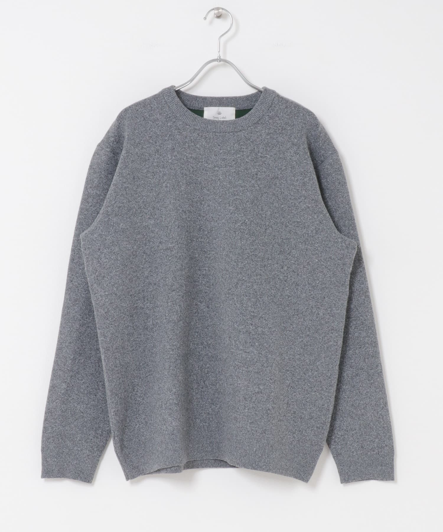 抗ピルウォッシャブルクルーネックニット グレー M