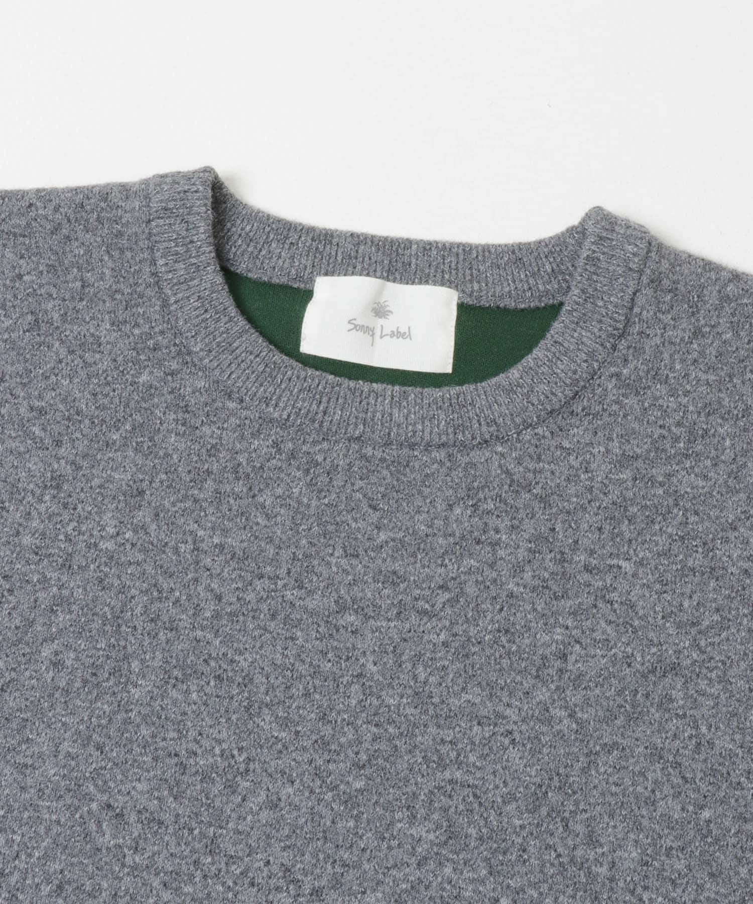 抗ピルウォッシャブルクルーネックニット グレー M