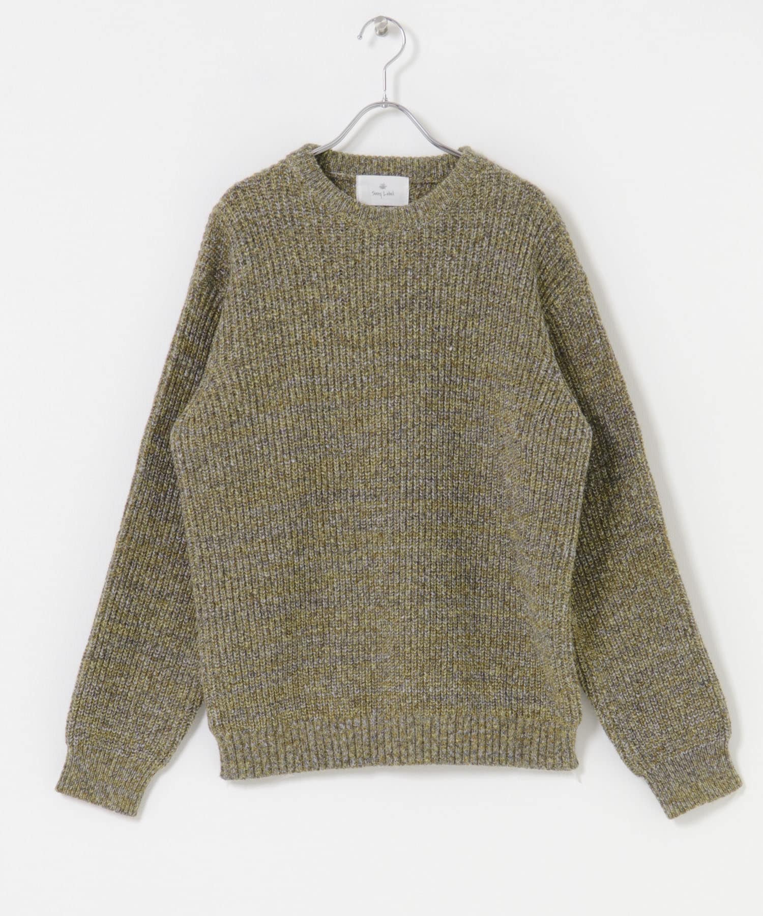 ミックスカラーニットプルオーバー カーキ系 M