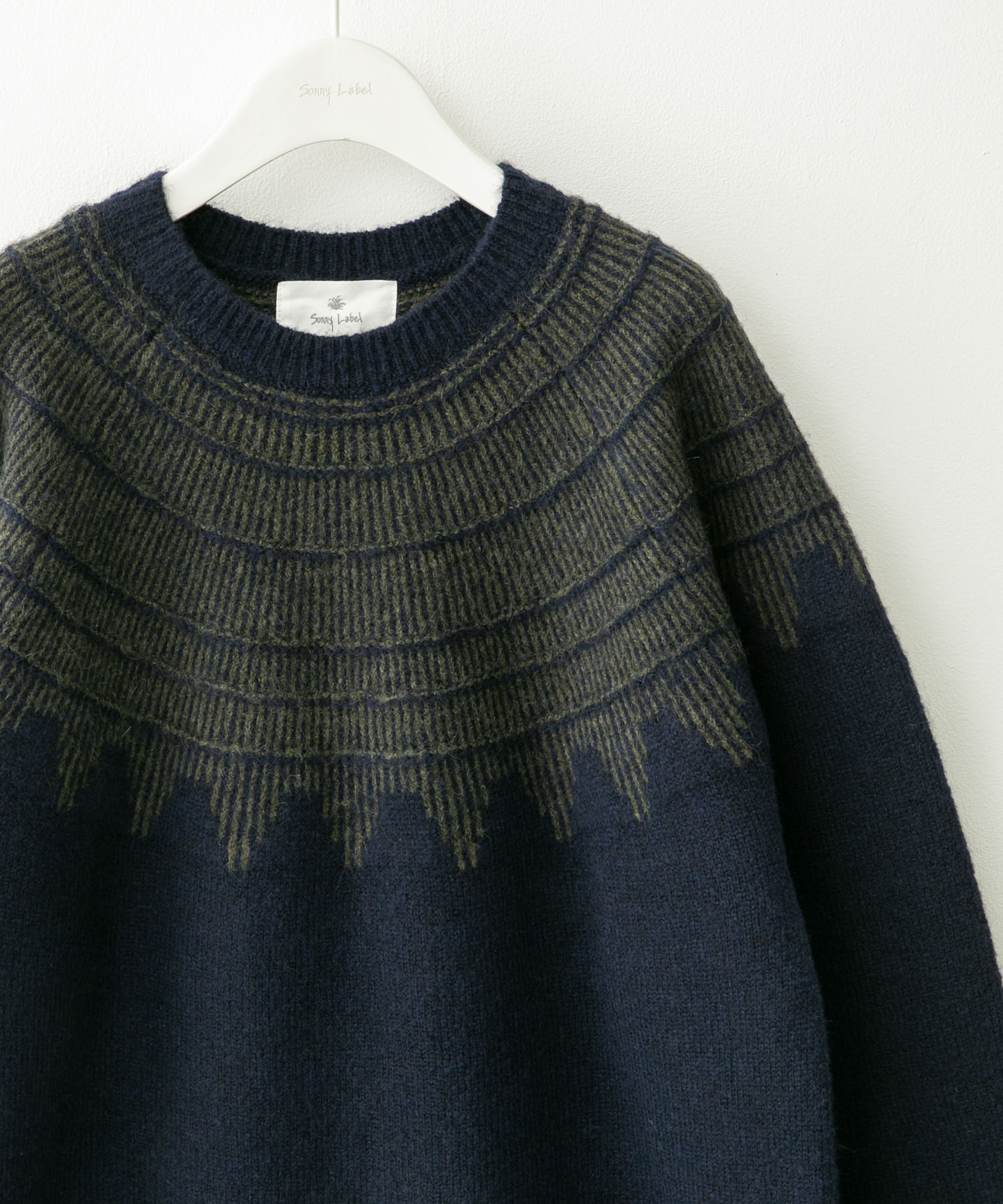 フェアアイル柄ニットプルオーバー ネイビー M