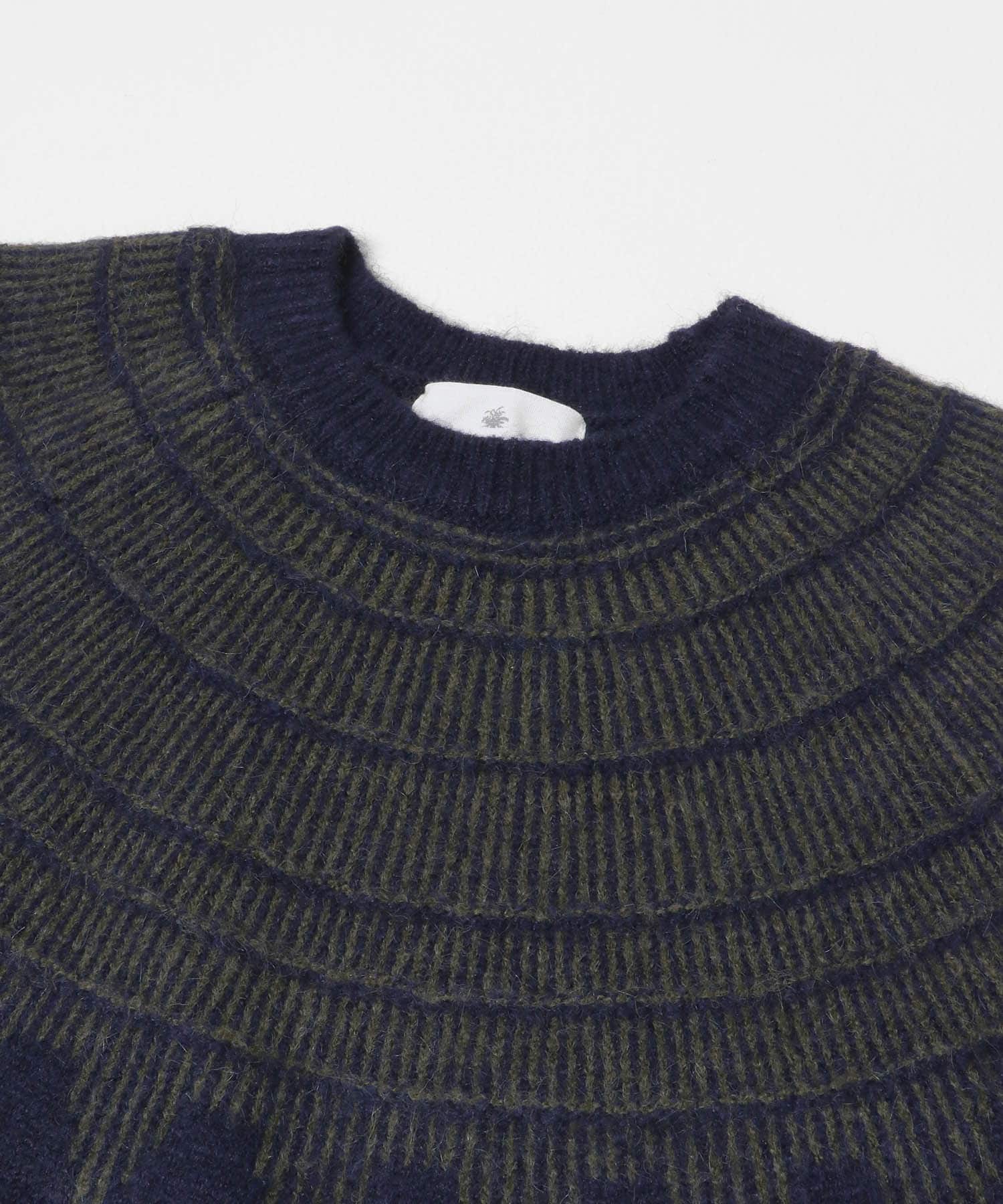 フェアアイル柄ニットプルオーバー ネイビー M