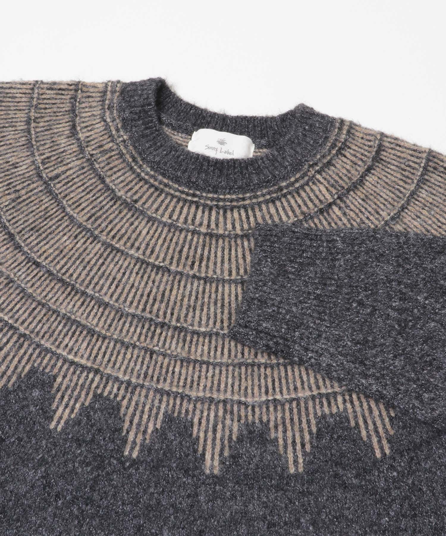 フェアアイル柄ニットプルオーバー グレー M