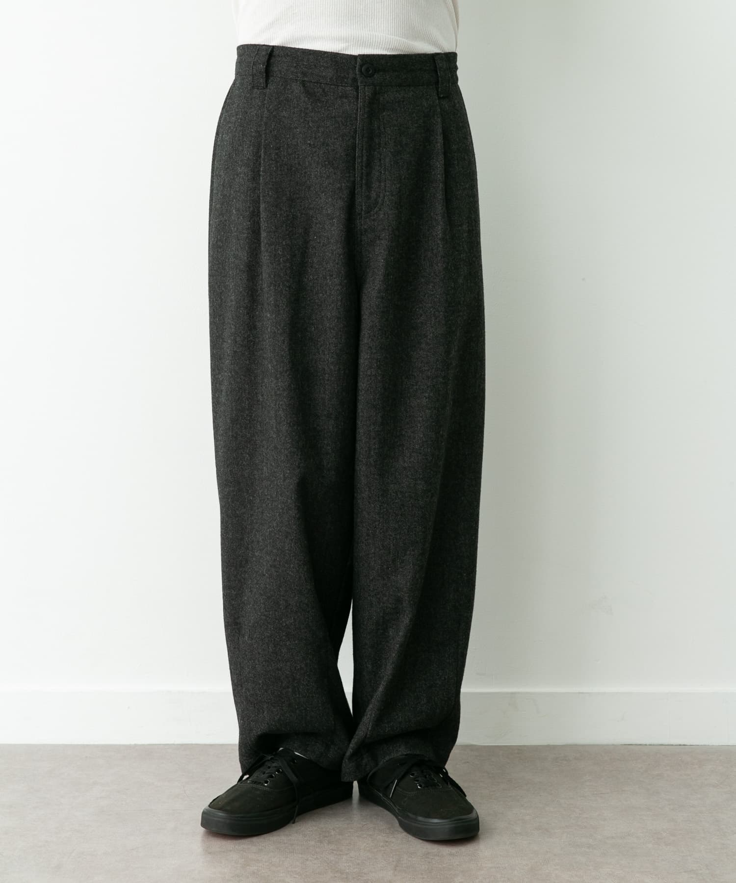 ウール混バルーンパンツ チャコール S