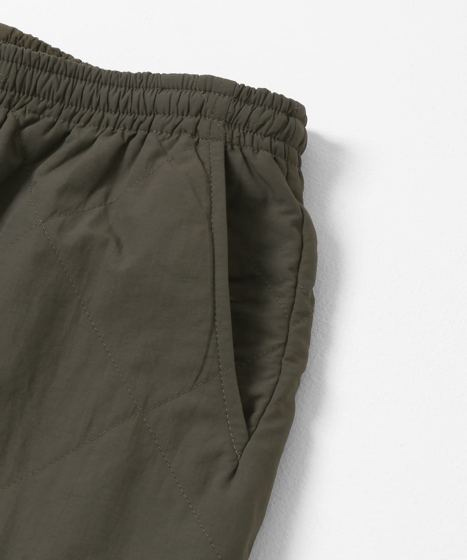 キルティング中綿イージーパンツ カーキ M