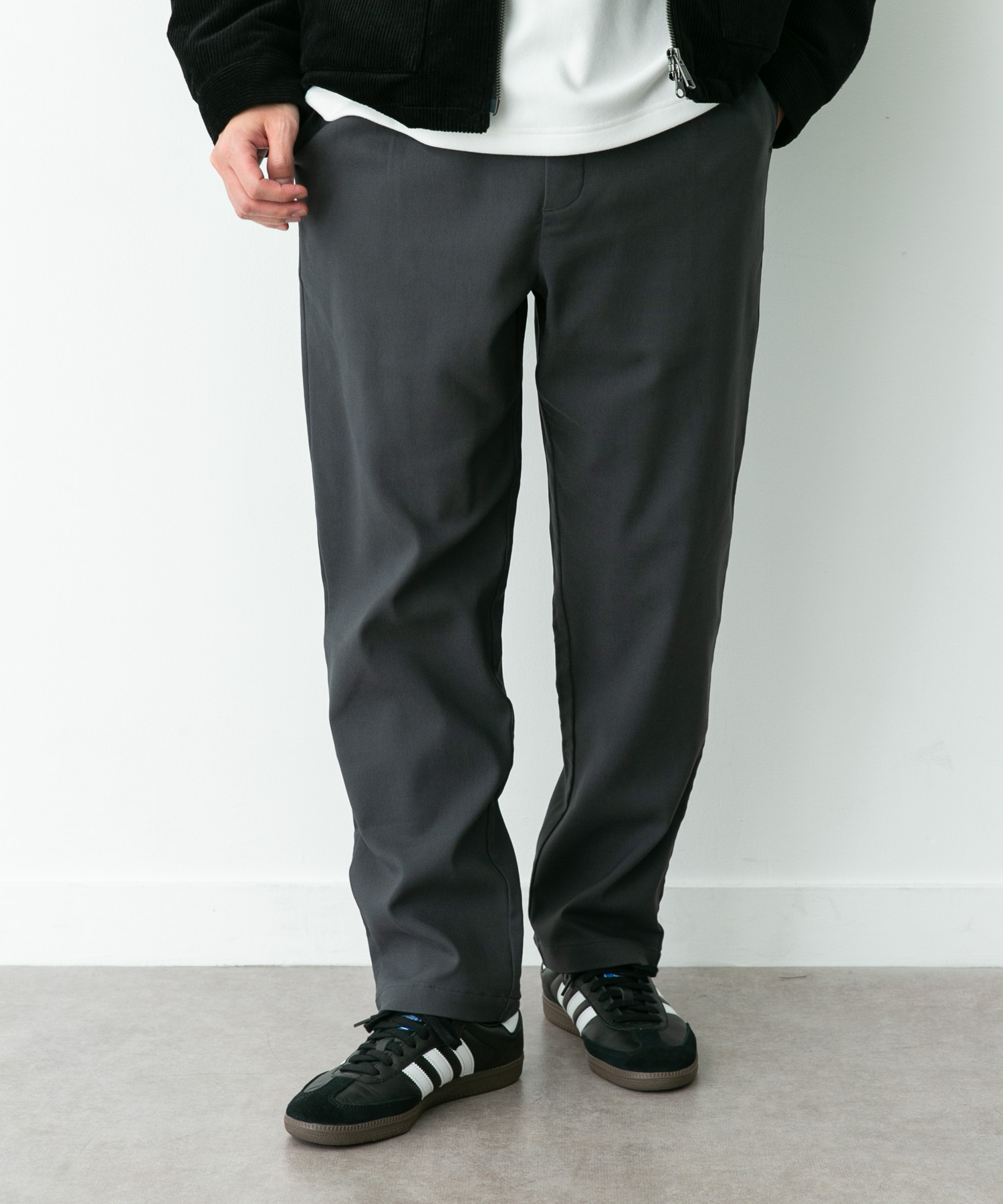 裏起毛スリムイージーテーパードパンツ