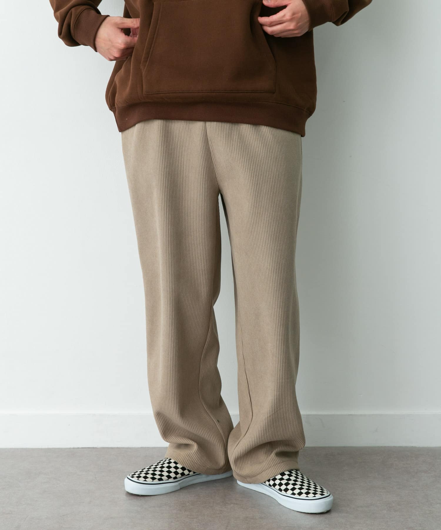 裏フリースコーデュロイワイドパンツ
