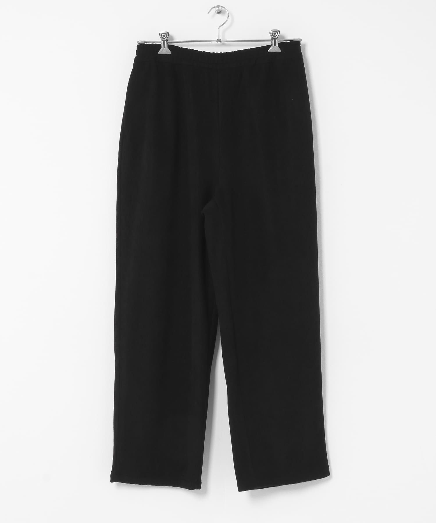 裏フリースコーデュロイワイドパンツ ブラック M