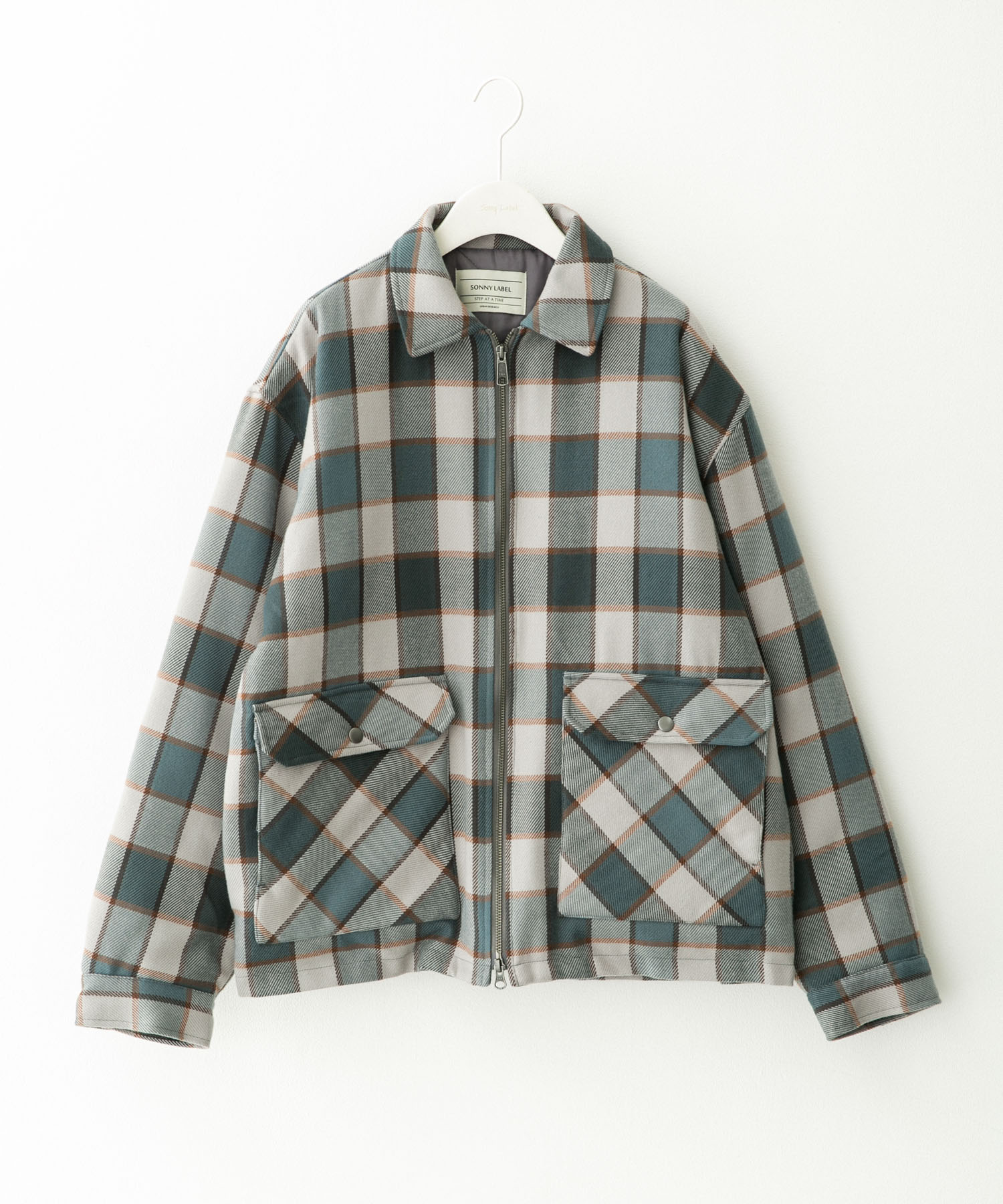 パデッドショートジップブルゾン グレー系 M