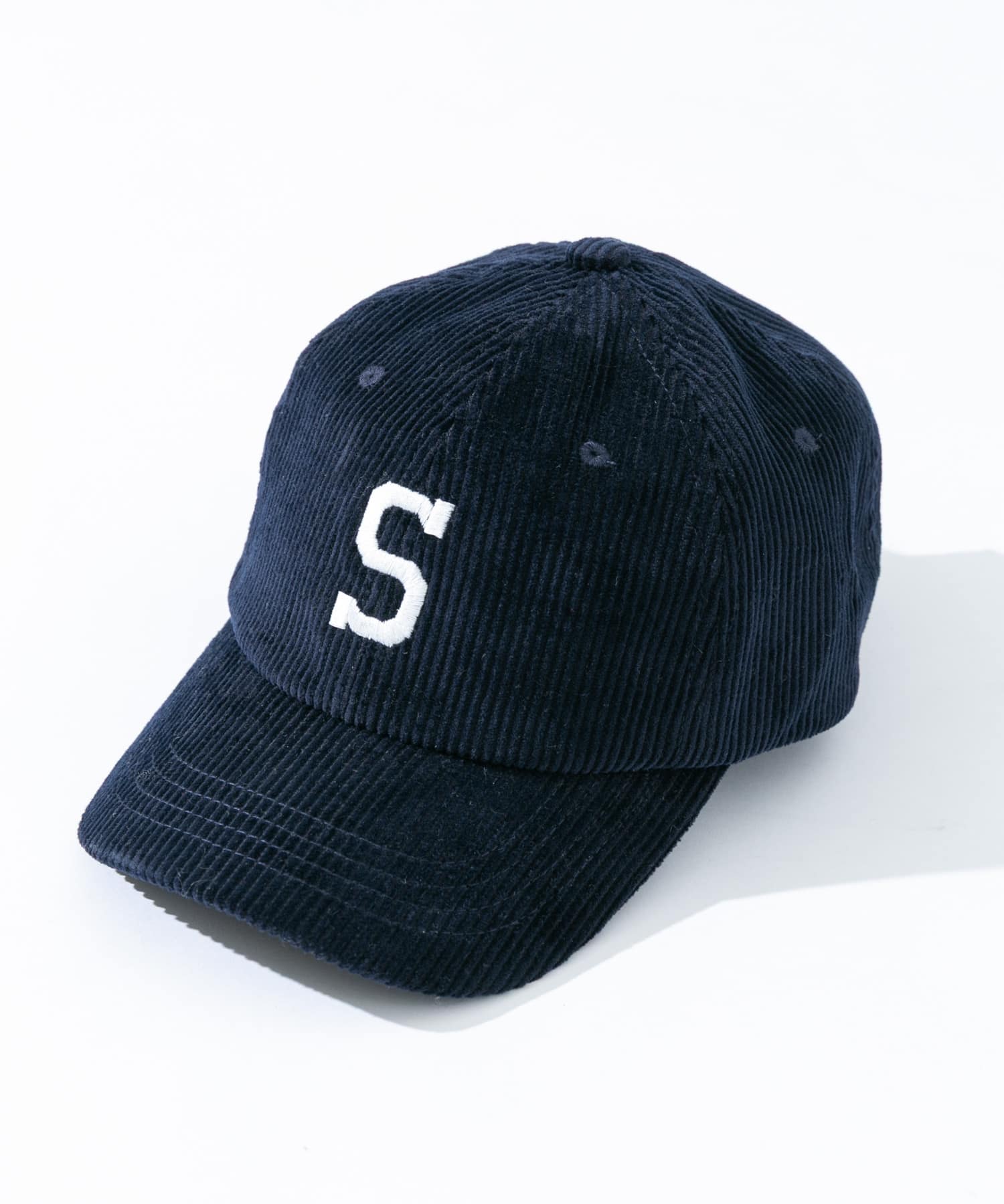 コーデュロイ刺繍キャップ ネイビー One