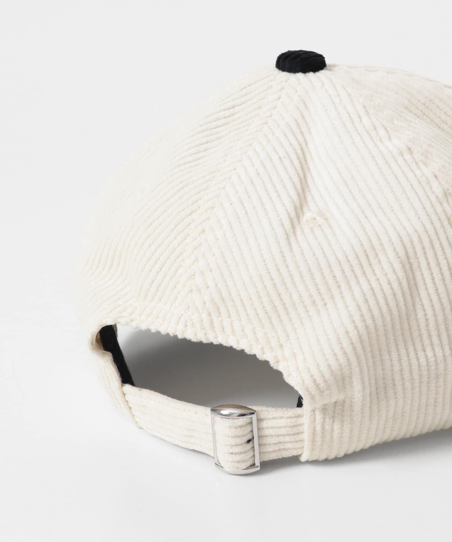 コーデュロイ刺繍キャップ オフ×ブラック One