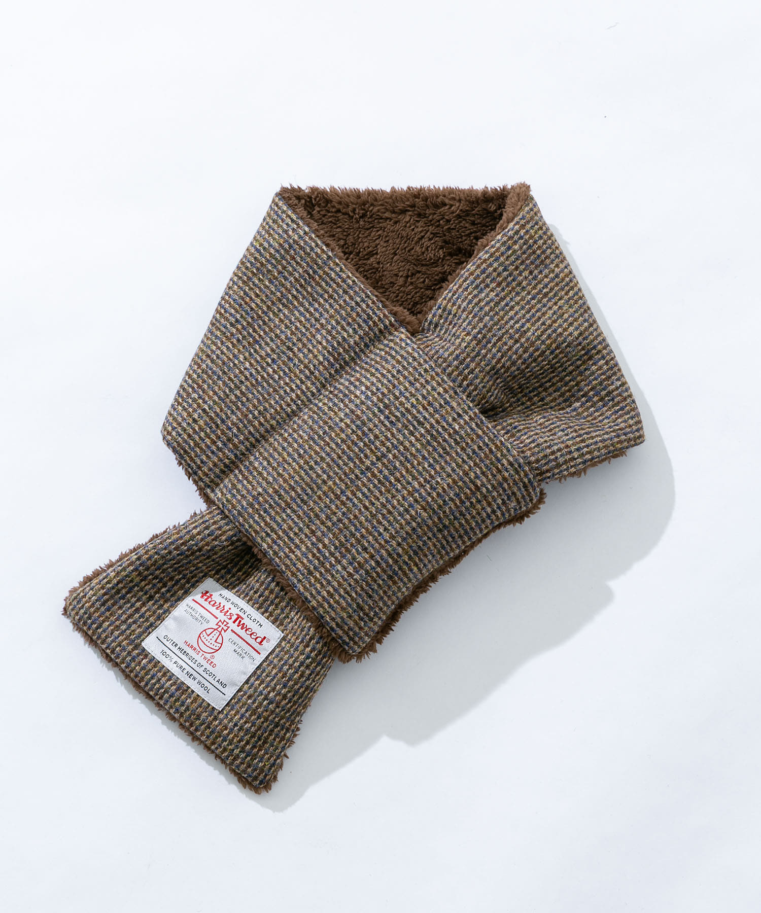 HARRIS TWEED中綿マフラー ブラウン One
