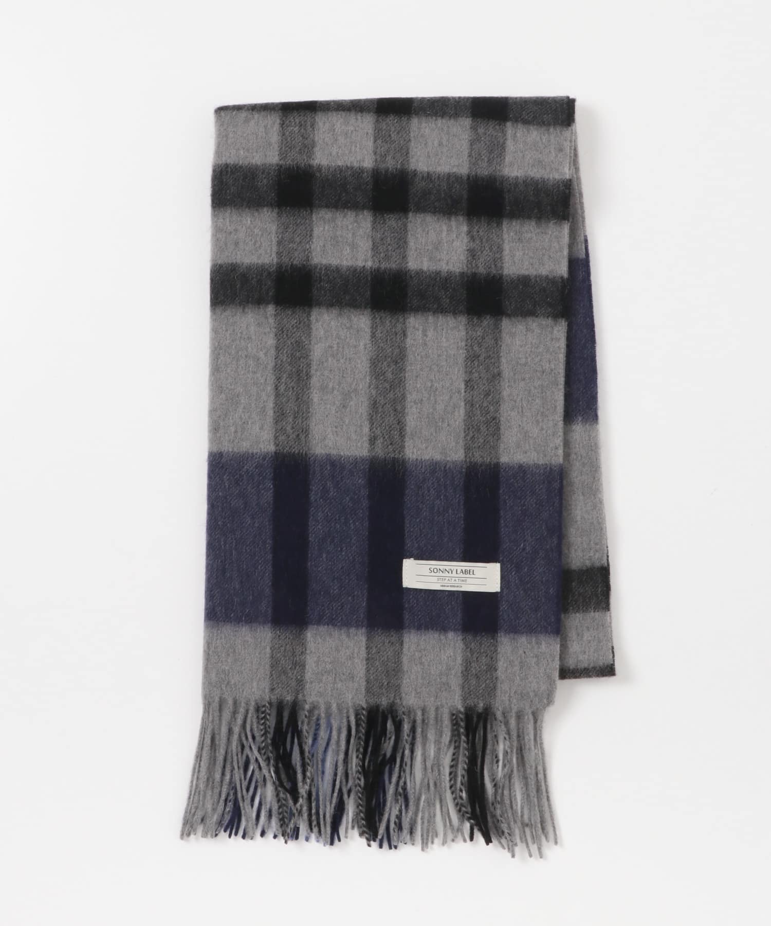 ウールカシミヤチェックワイドマフラー