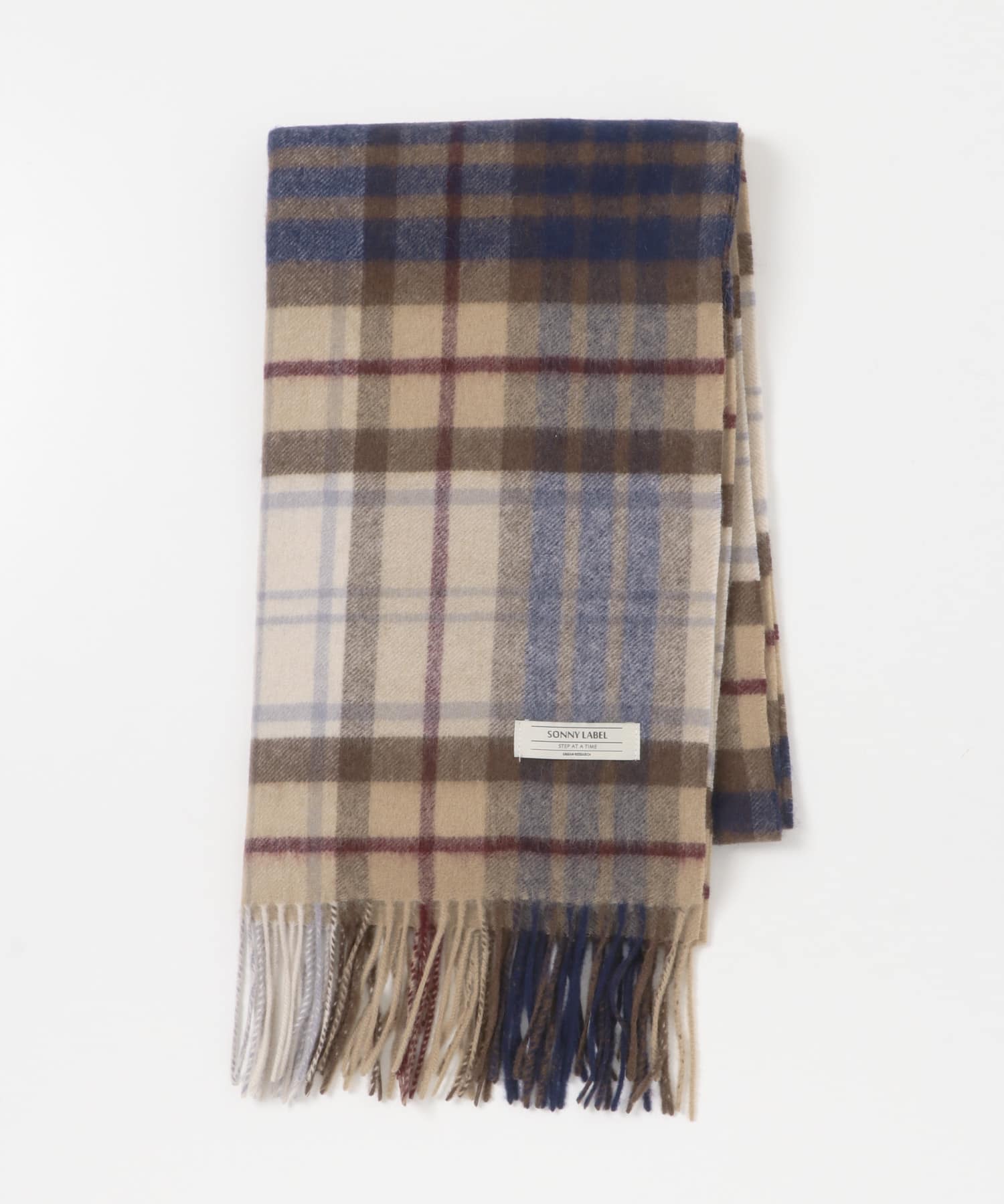 ウールカシミヤチェックワイドマフラー