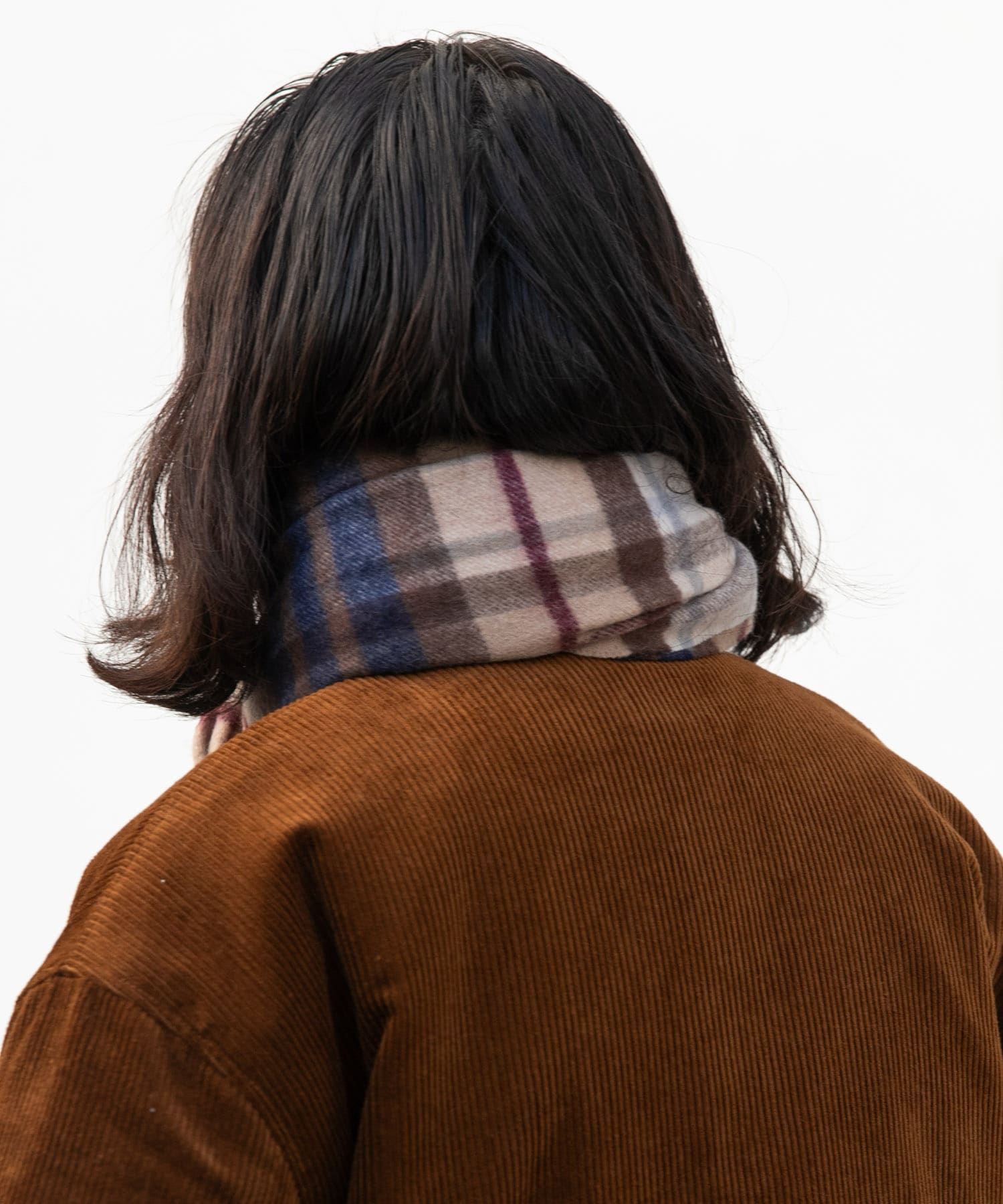 ウールカシミヤチェックワイドマフラー ベージュ One