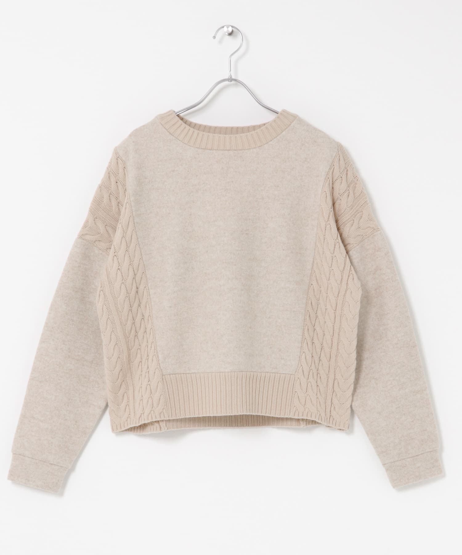 ケーブル切替メルトンジャージプルオーバー ベージュ Free