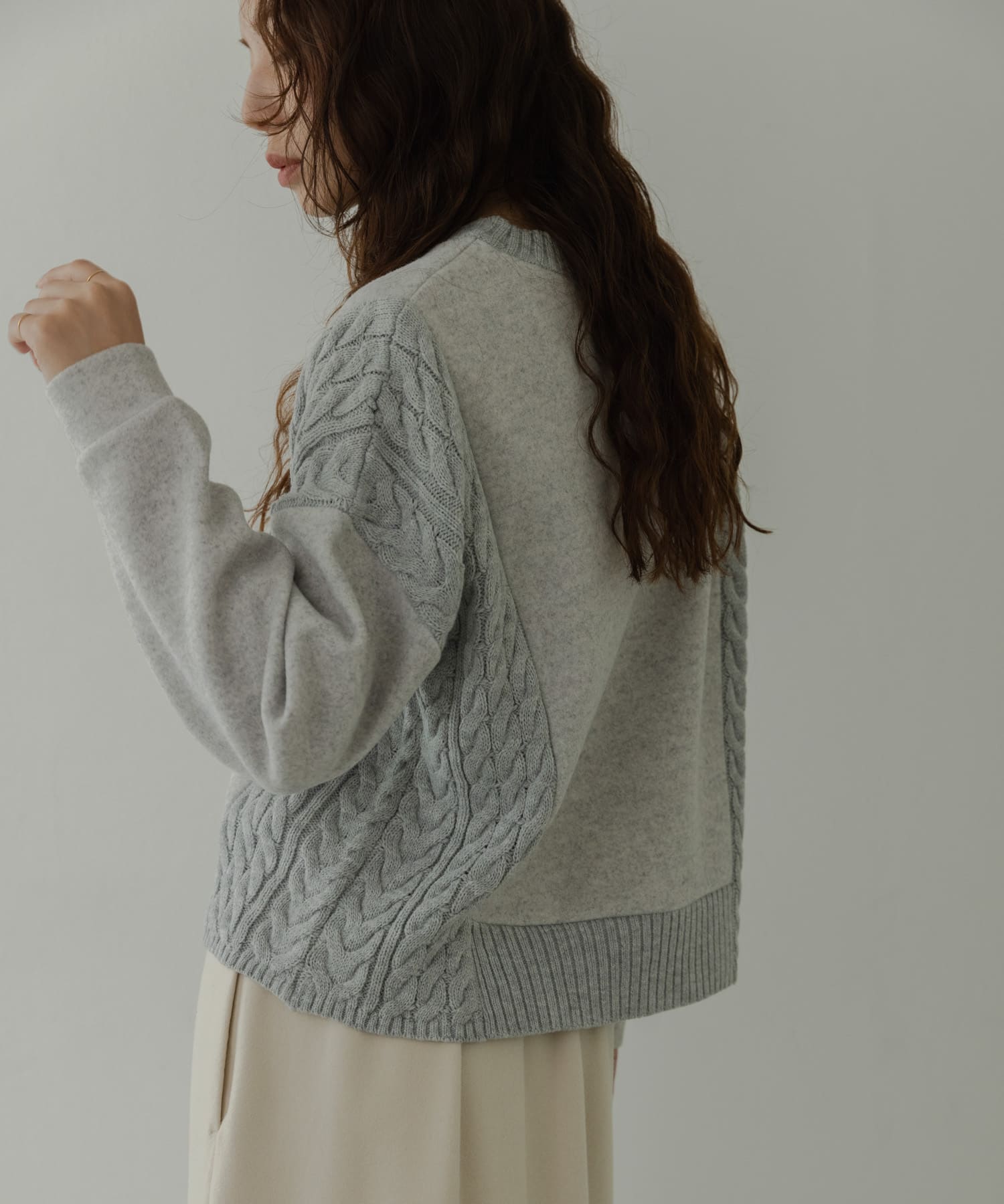 ケーブル切替メルトンジャージプルオーバー