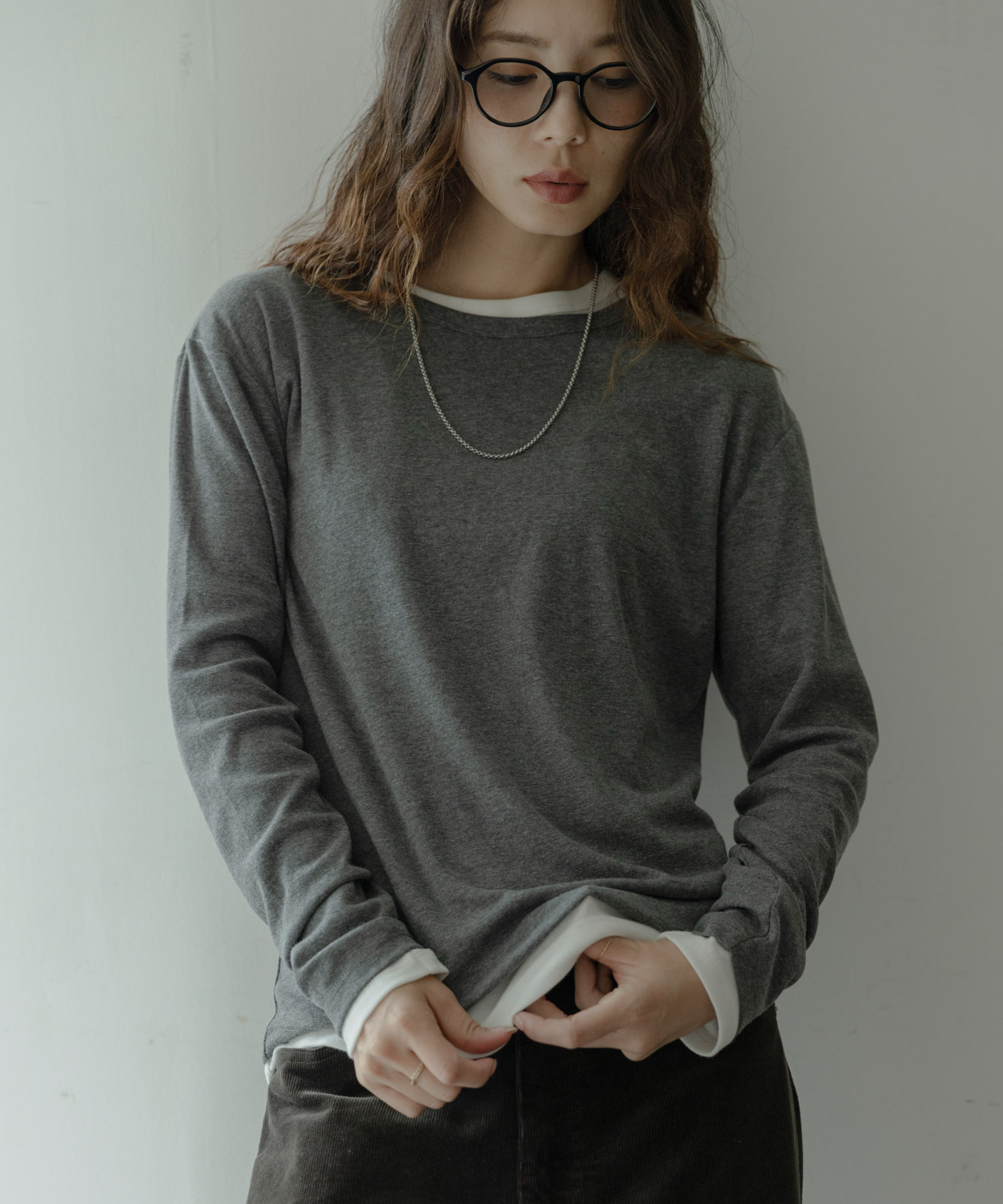 『UR TECH』蓄熱ベーシックロングTシャツ