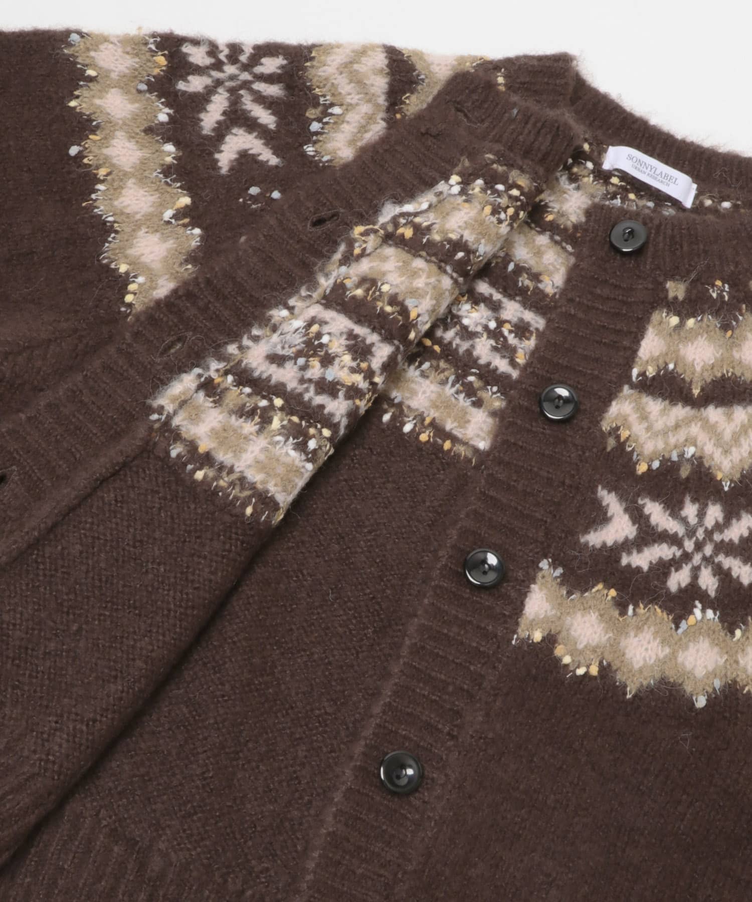 求心柄ニットカーディガン ブラウン Free