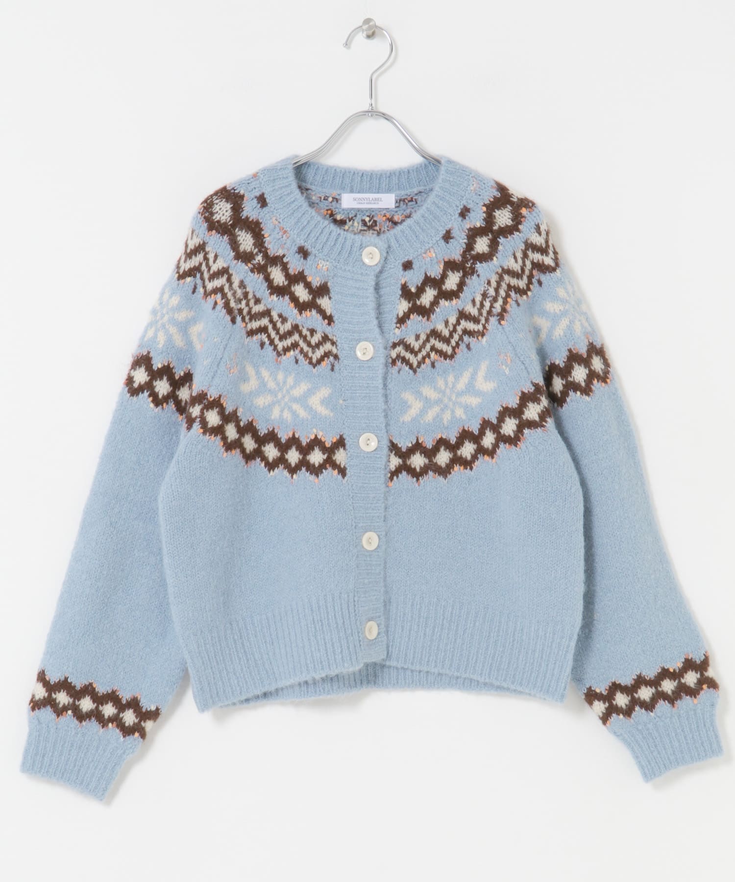 求心柄ニットカーディガン ブルー Free