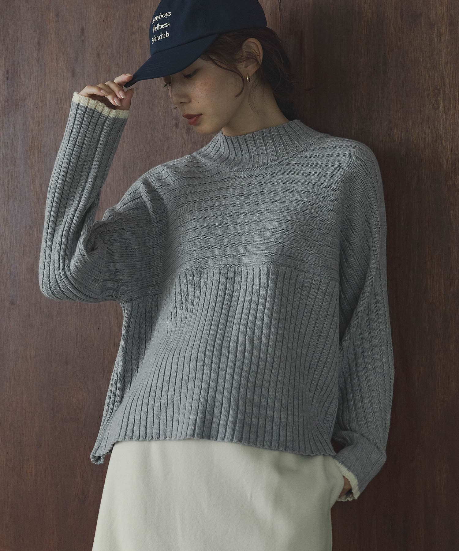 ワイドリブ切替えニット