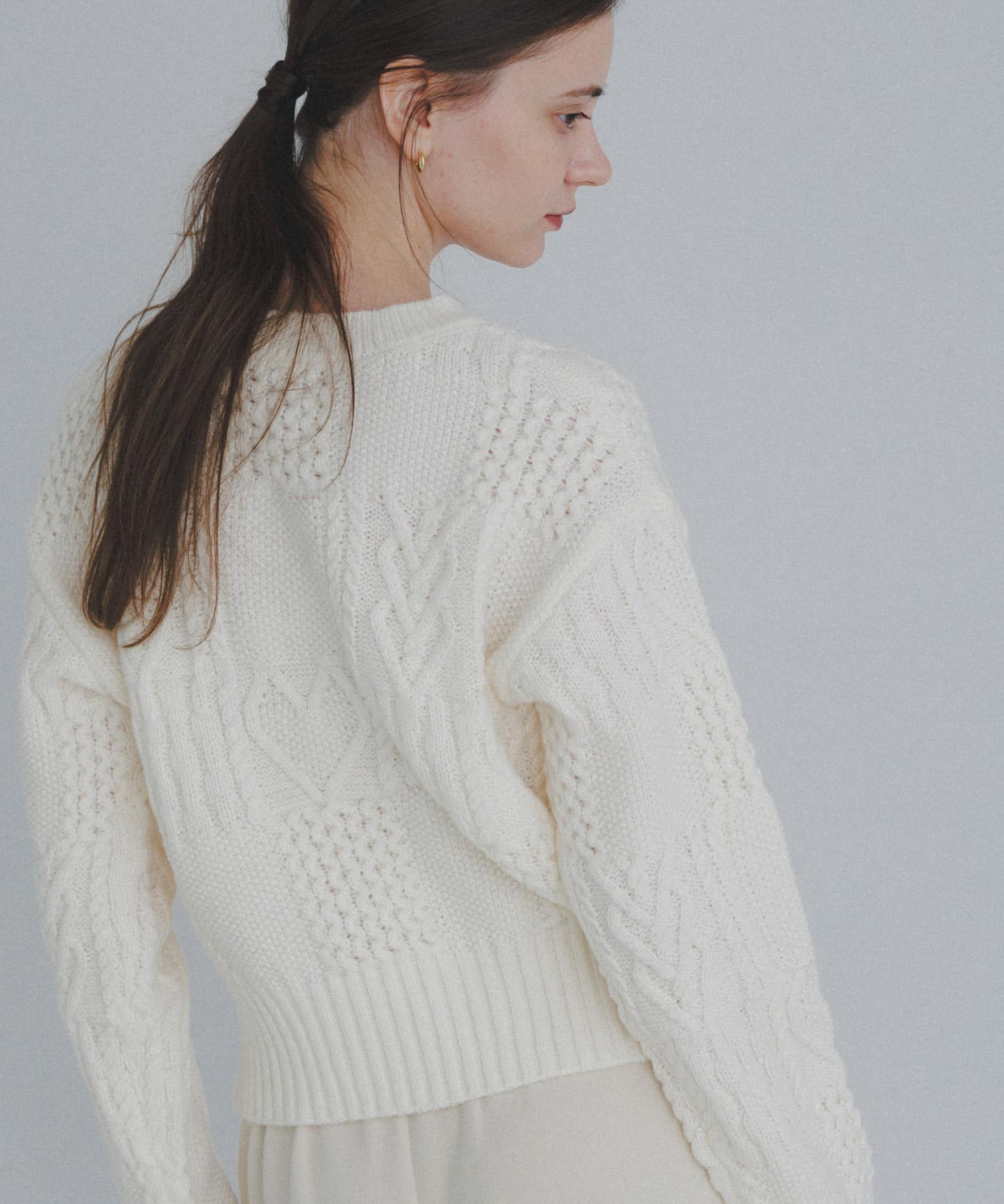 パッチワークハートケーブルニット