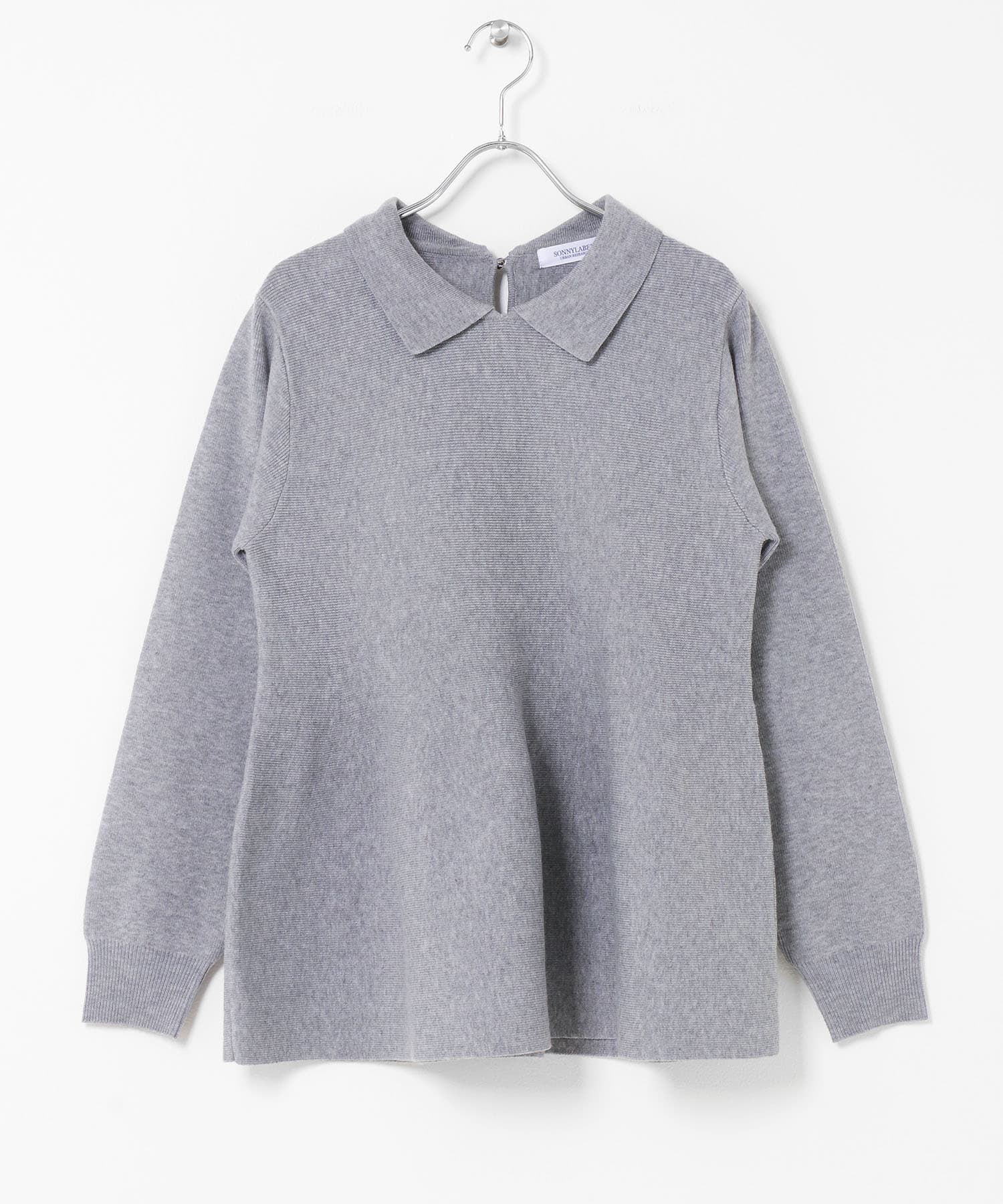 『WEB限定』襟付きペプラムニットプルオーバー グレー Free