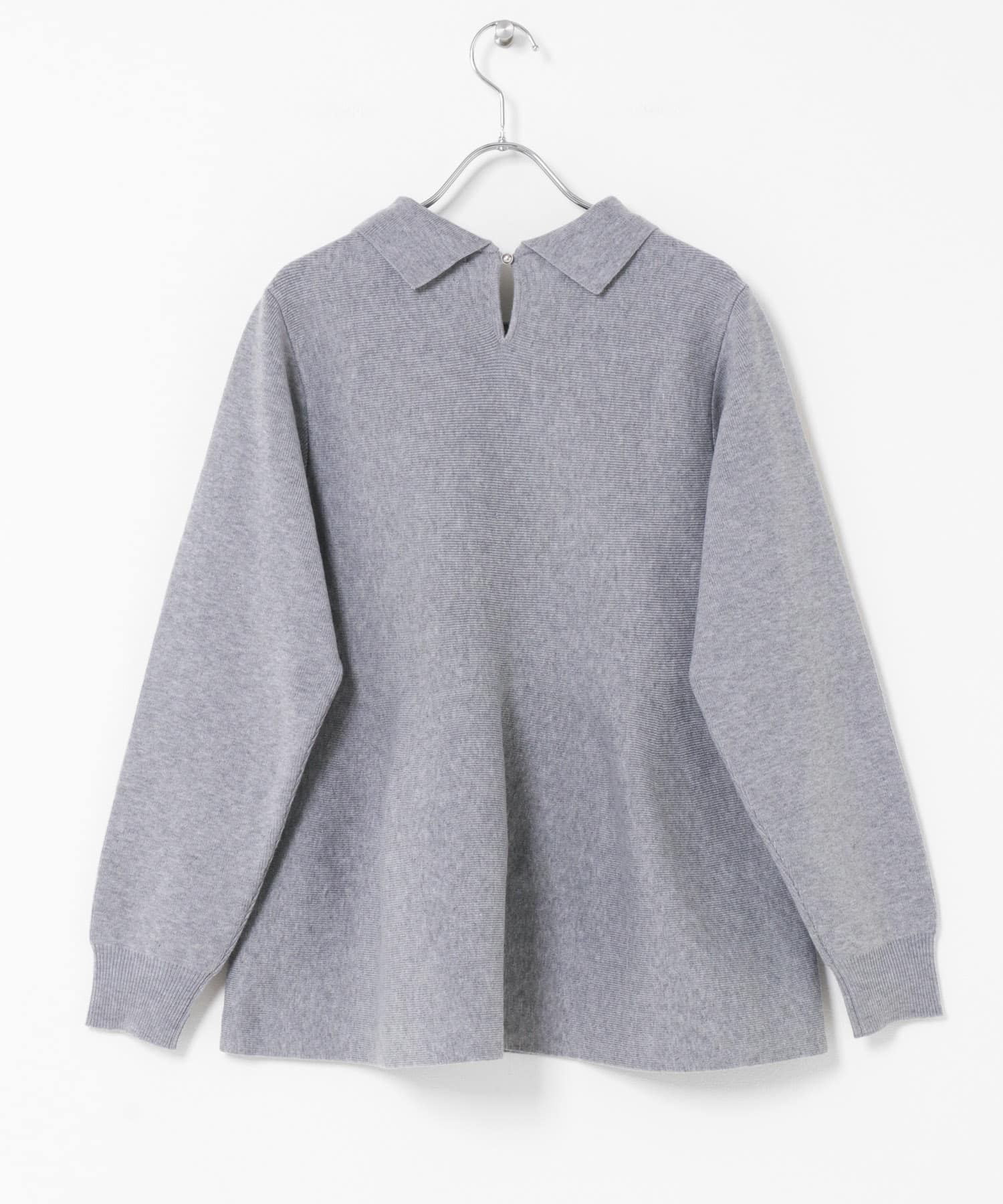 『WEB限定』襟付きペプラムニットプルオーバー グレー Free