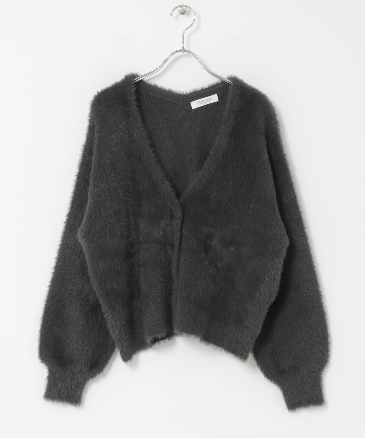 フェザーダブルフェイスカーディガン チャコール FREE