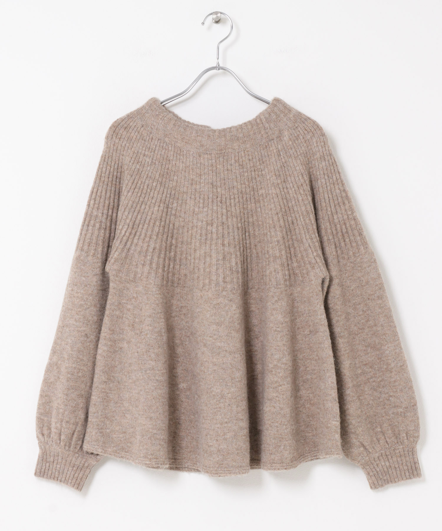 『WEB限定』バックリボンもちもちニット ベージュ Free