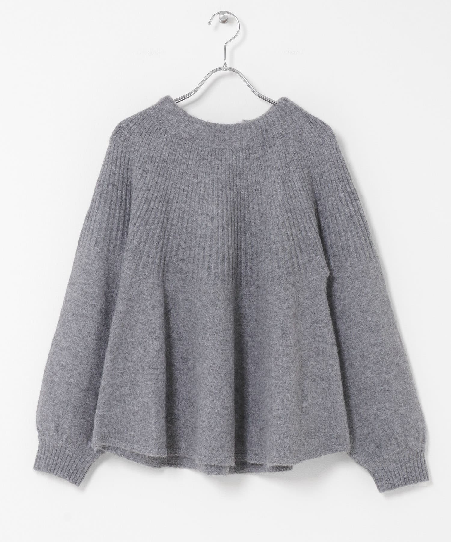『WEB限定』バックリボンもちもちニット グレー Free