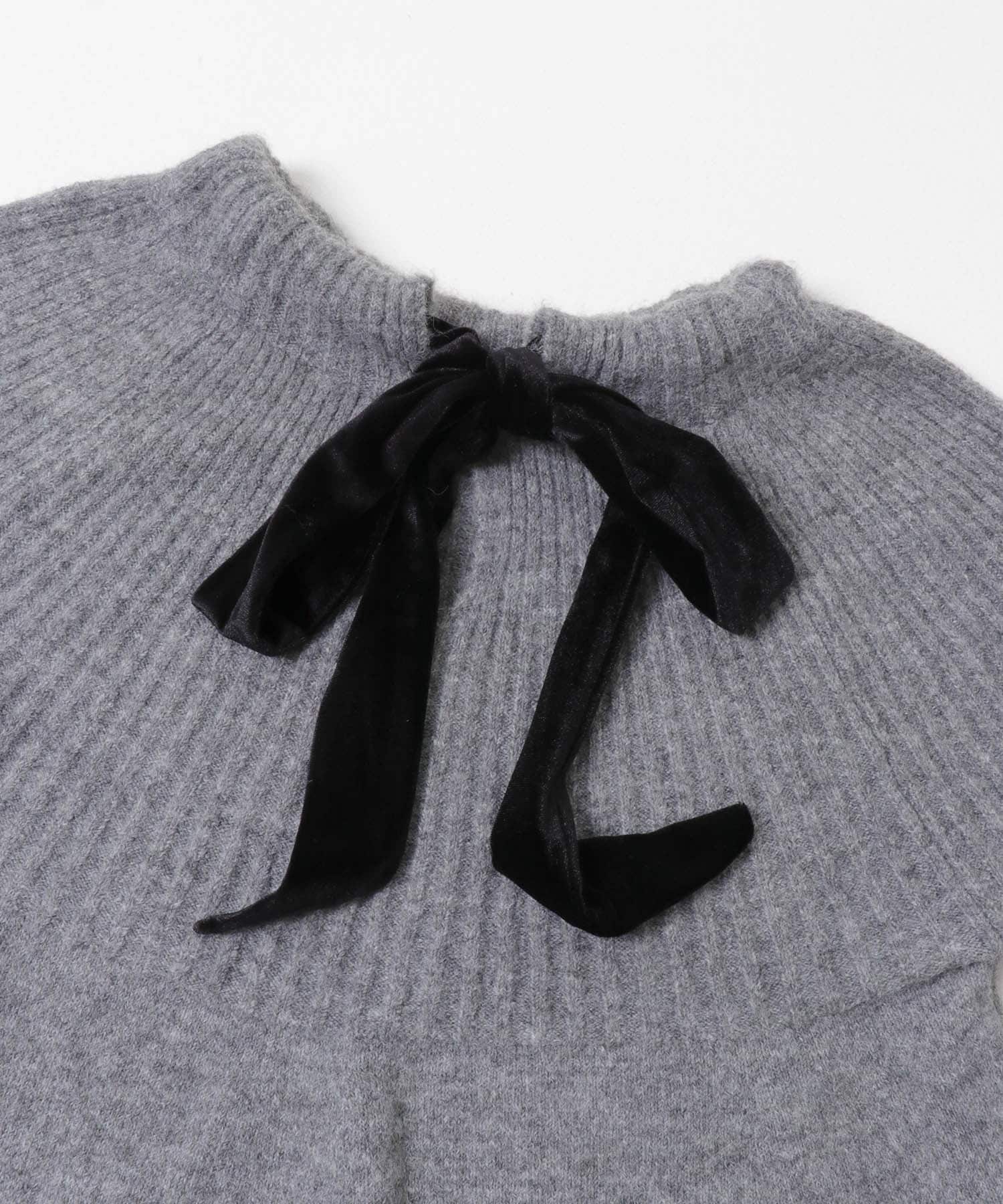 『WEB限定』バックリボンもちもちニット グレー Free
