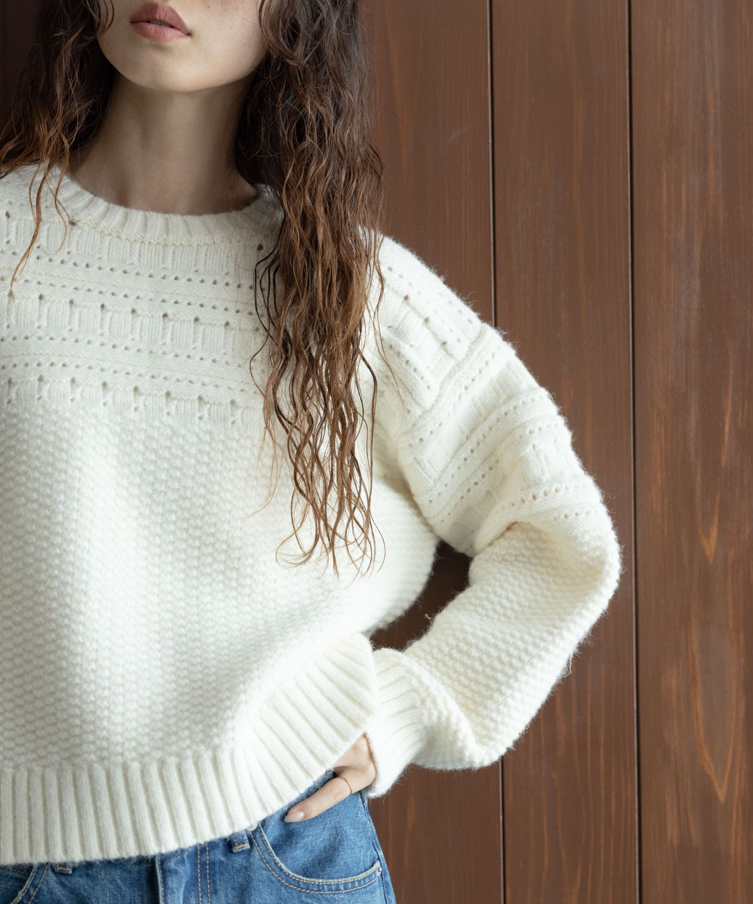 『WEB限定』アイレット切替ニットプルオーバー