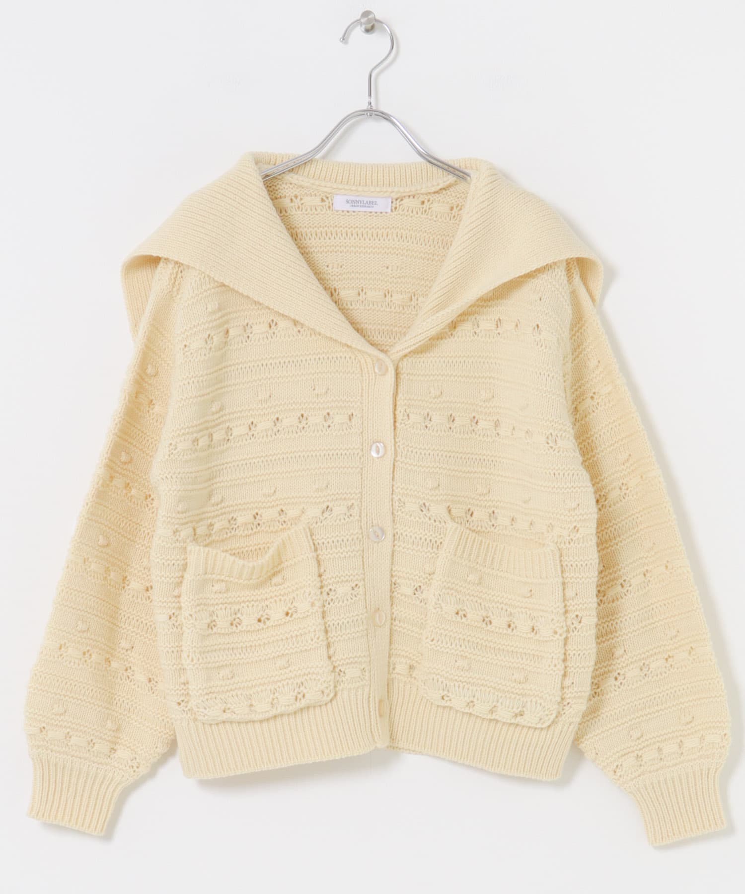 ボーダーアソート柄編みニット オフ Free