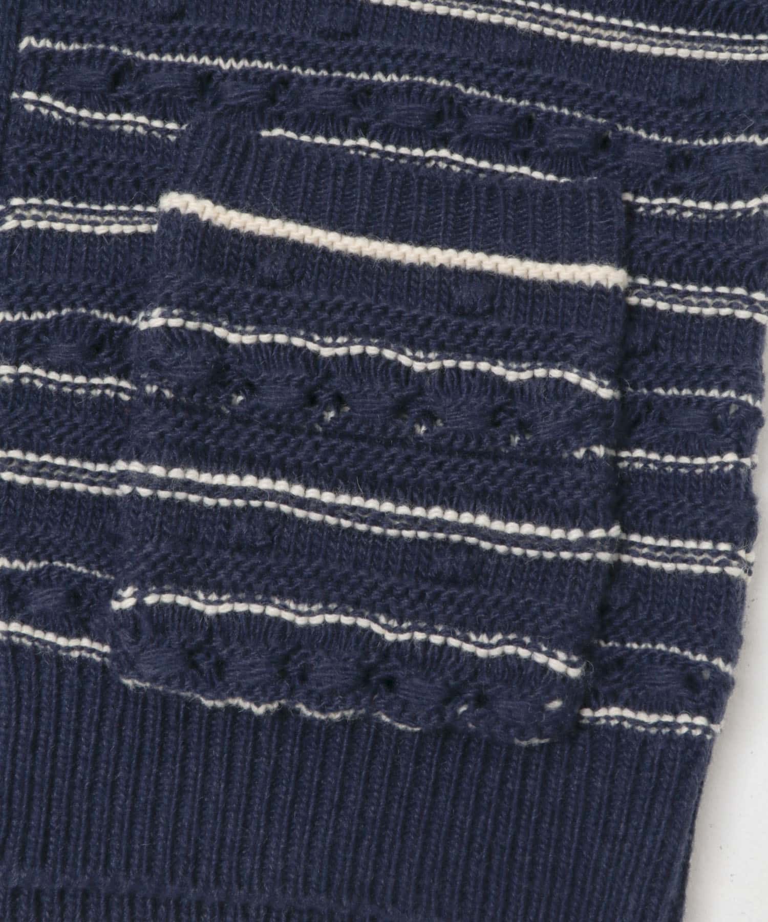ボーダーアソート柄編みニット ネイビー Free