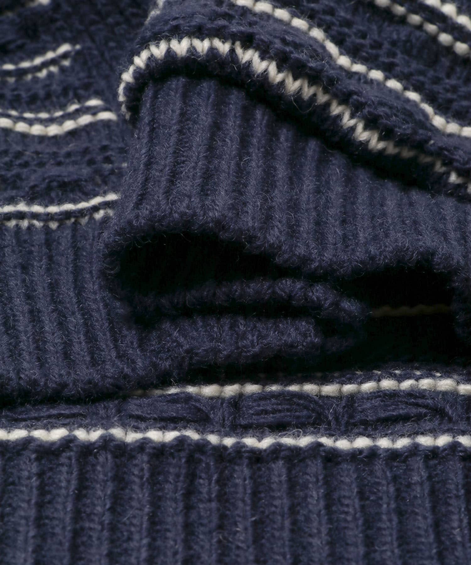 ボーダーアソート柄編みニット ネイビー Free