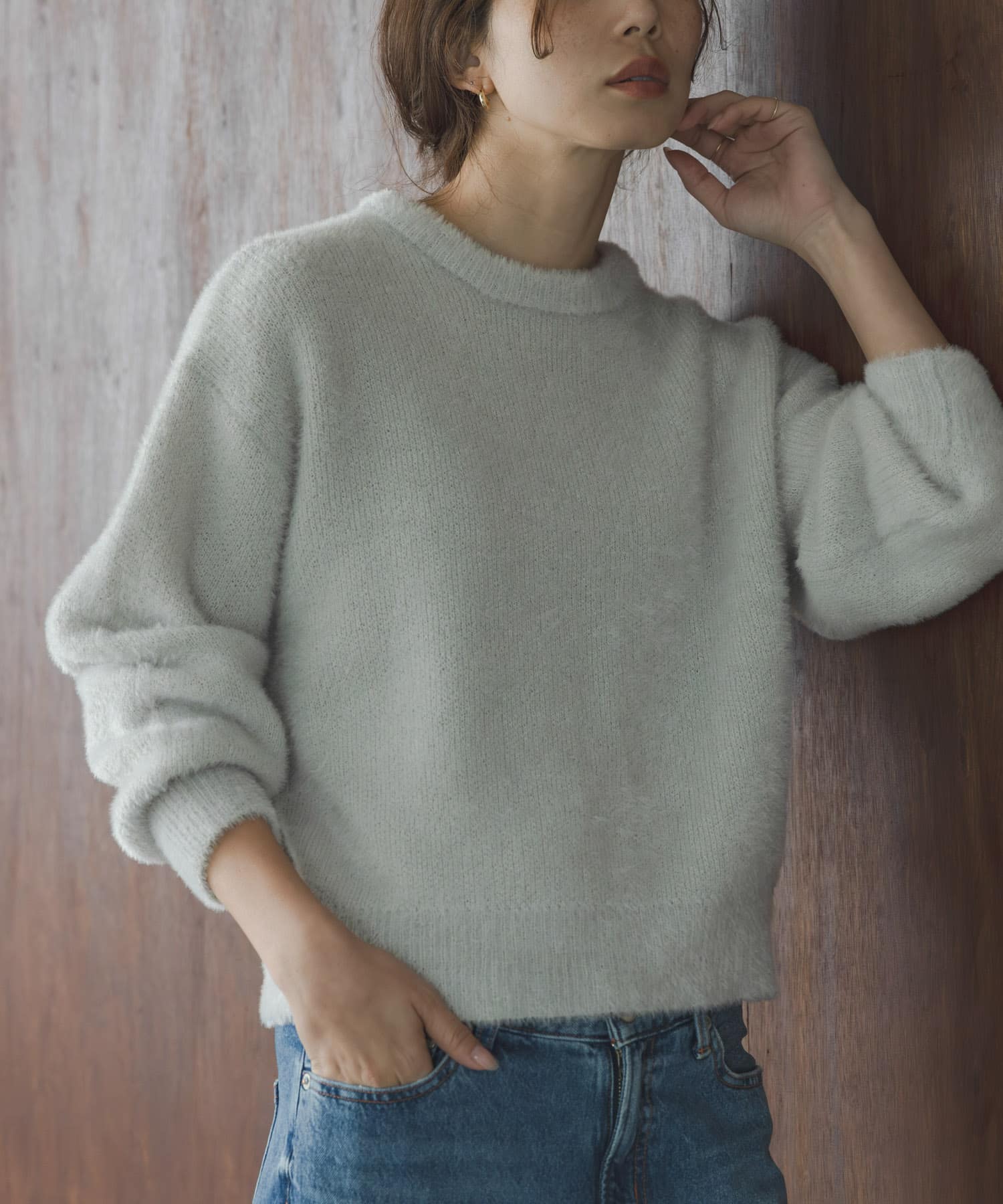 ミニフェザーWフェイスニットプルオーバー