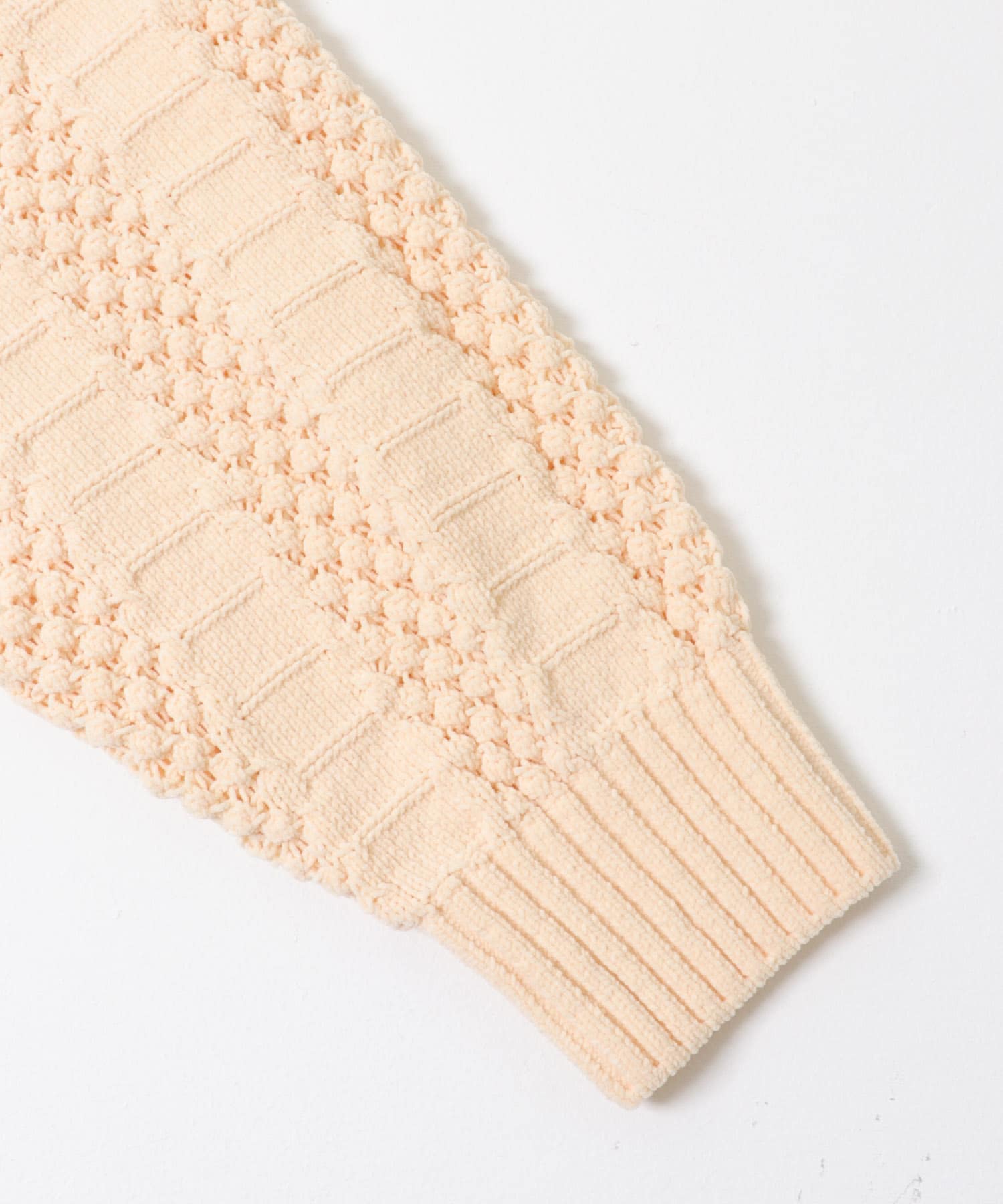 ベロアモールアイレット柄編みニットプルオーバー L.ピンク Free