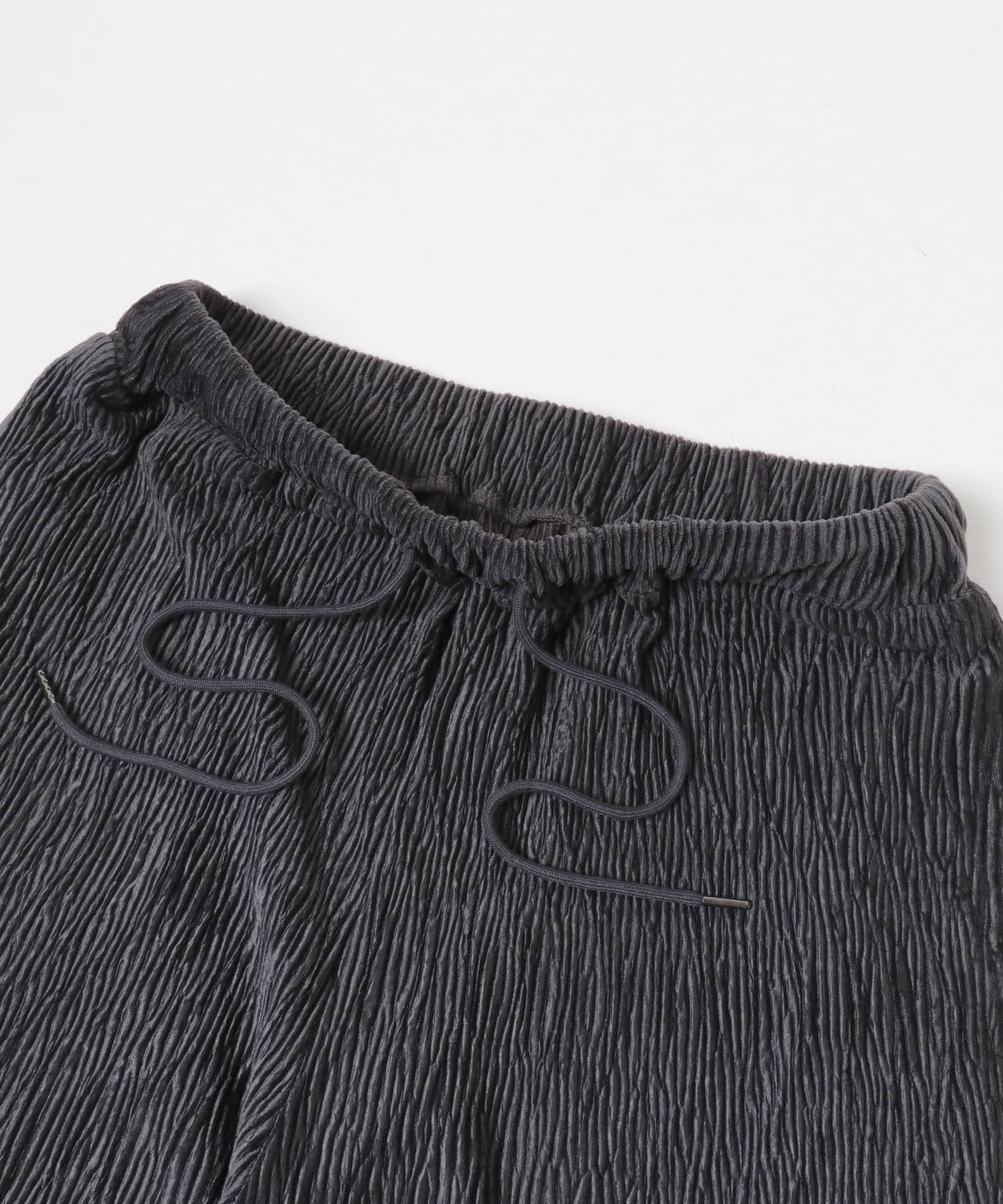 ベロアプリーツイージーカットパンツ チャコールグレー Free