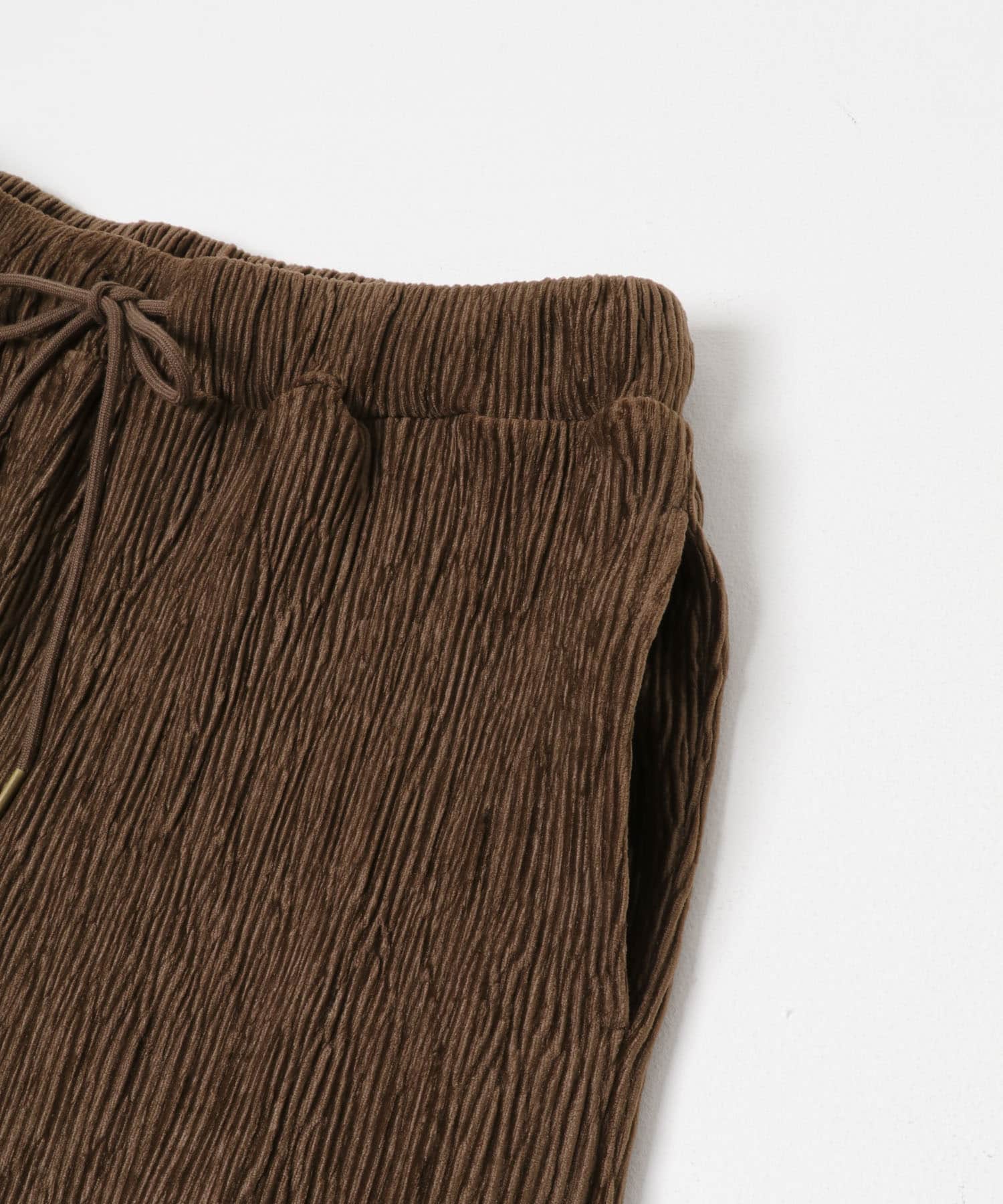 ベロアプリーツイージーカットパンツ ブラウン Free
