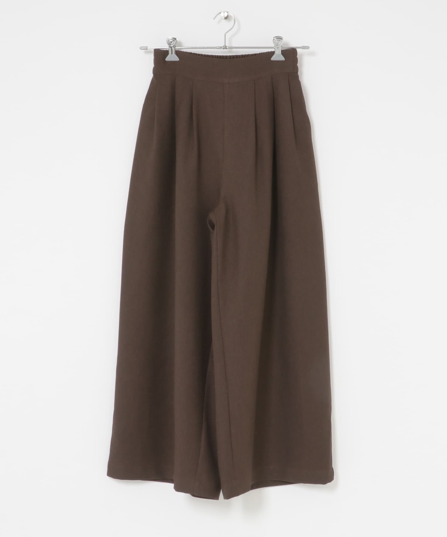 ウォッシャブルワイドタックイージーパンツ ブラウン 36