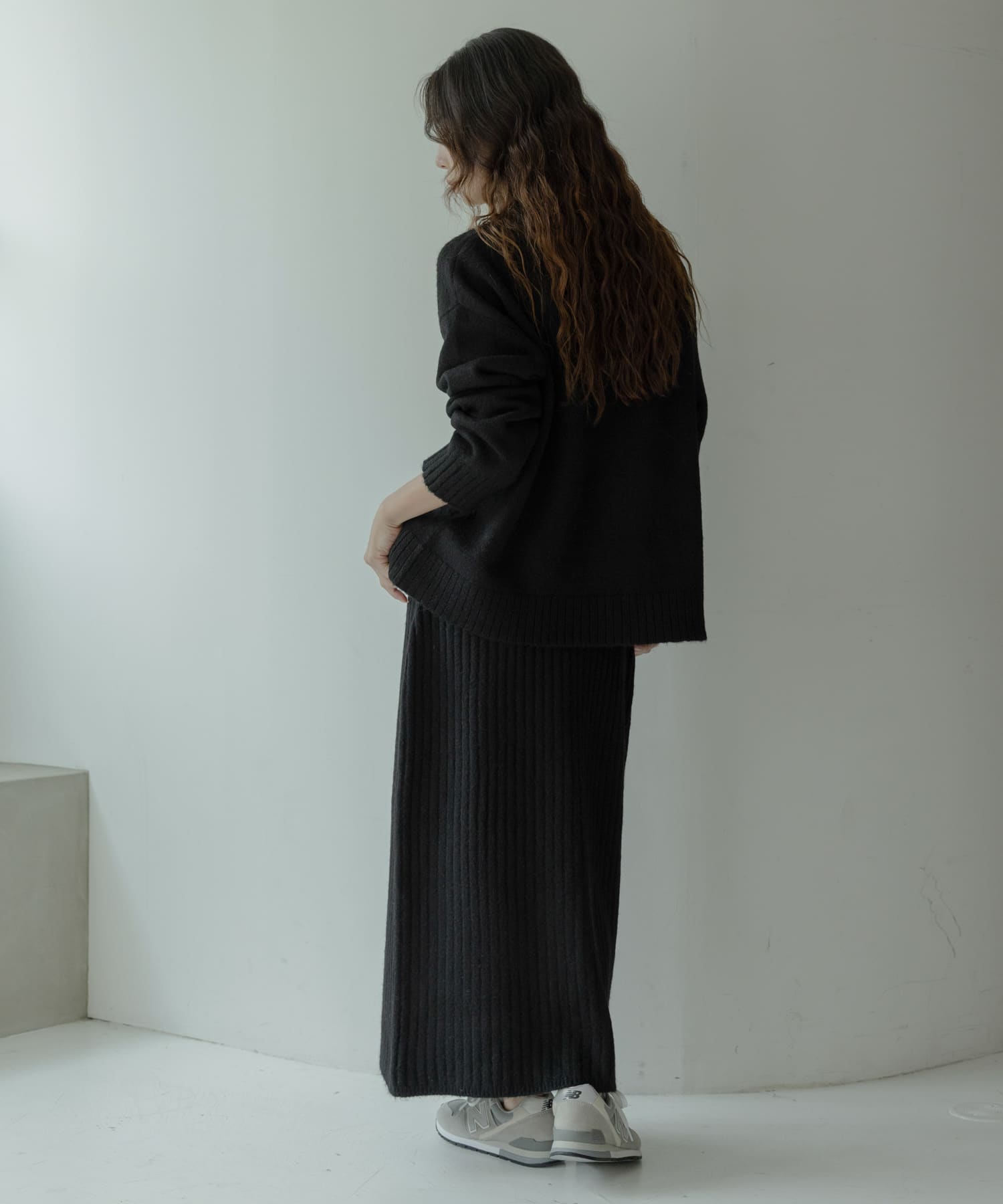 WEB限定』モックネックニット×スカートセットアップ(FREE グレー
